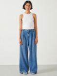 HUSH Lya Pleated Wide Leg Jeans, Mid Authentic