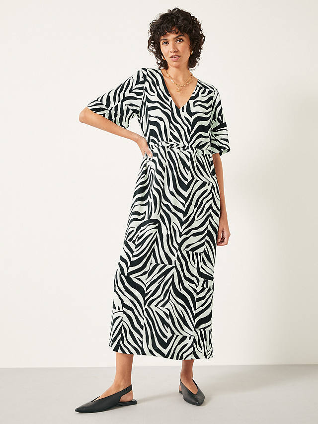 HUSH Grace Midi Dress, Patchwork Zebra at John Lewis & Partners
