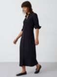 HUSH Gianna Textured Shirt Midi Dress, Black