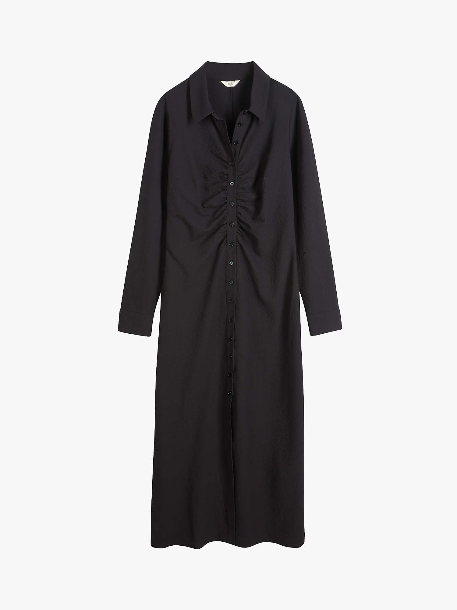 HUSH Gianna Textured Shirt Midi Dress, Black at John Lewis & Partners
