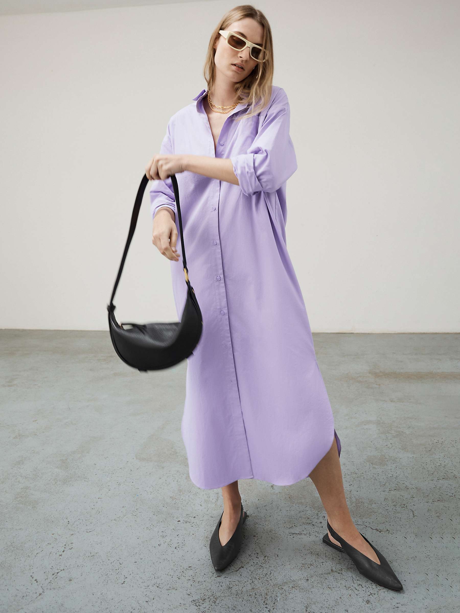 Buy HUSH Sahra Maxi Shirt Dress, Purple Online at johnlewis.com