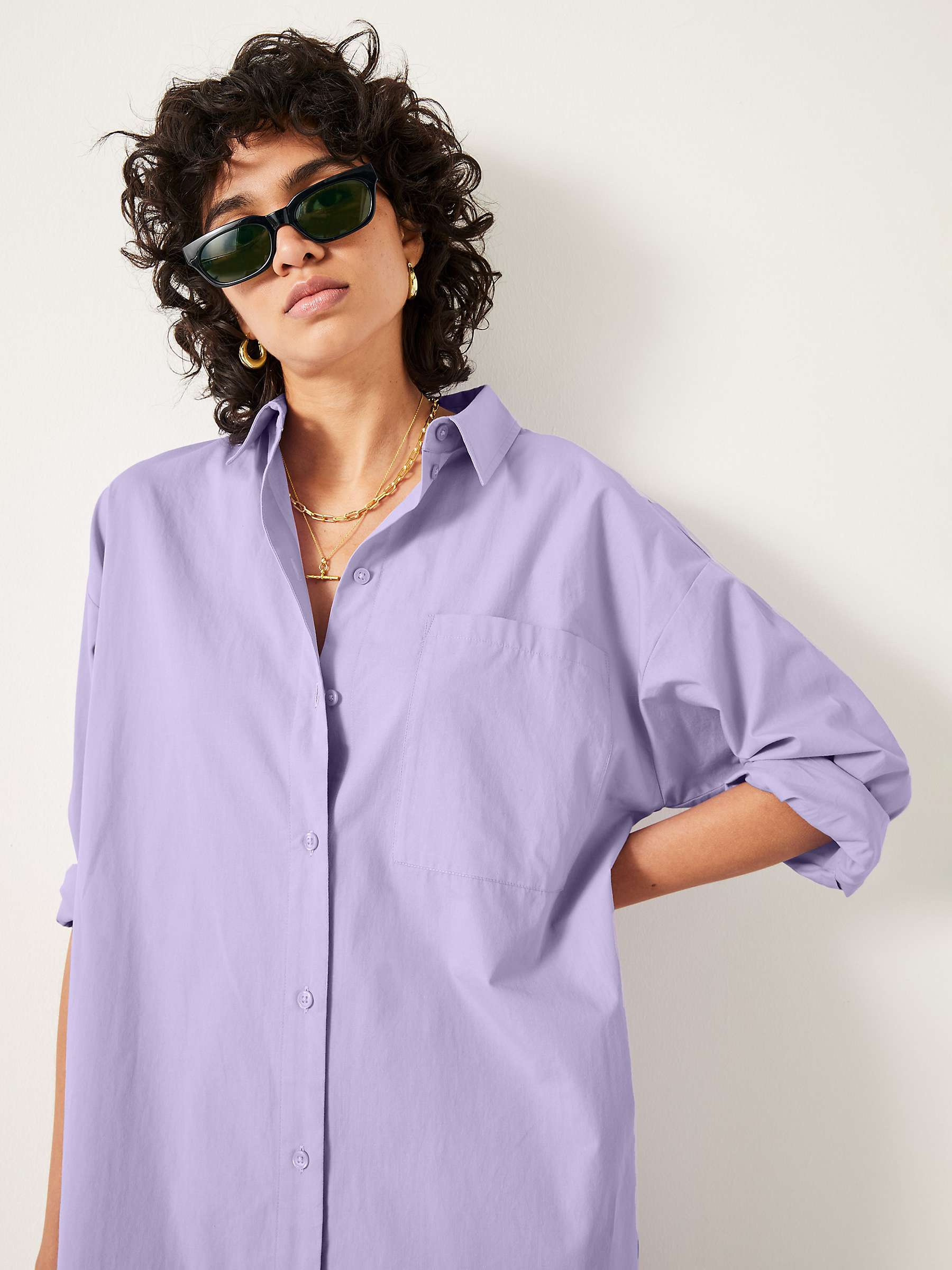 Buy HUSH Sahra Maxi Shirt Dress, Purple Online at johnlewis.com