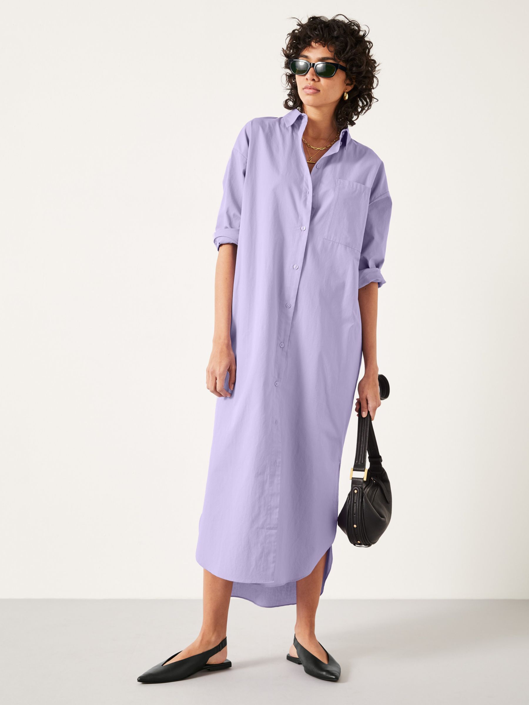 HUSH Sahra Maxi Shirt Dress, Purple, 10