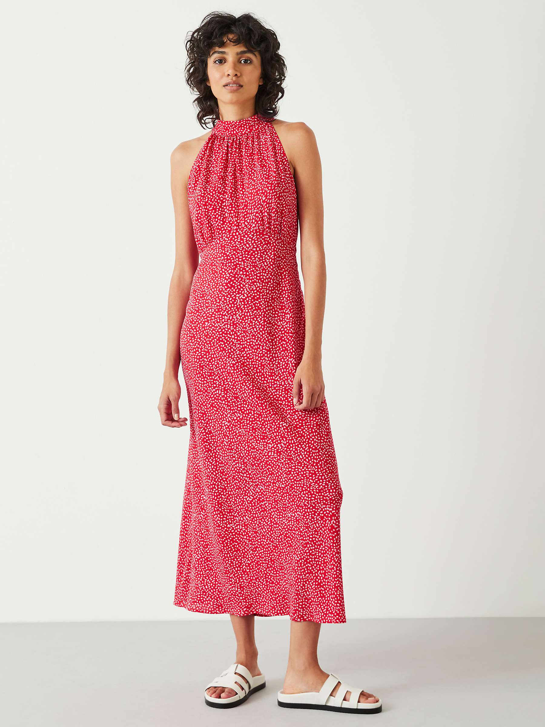 Buy HUSH Eliza Halter Sleeveless Midi Dress, Mini Mark Red Online at johnlewis.com