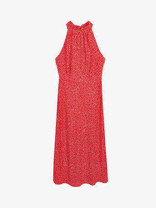 HUSH Eliza Halter Sleeveless Midi Dress, Mini Mark Red
