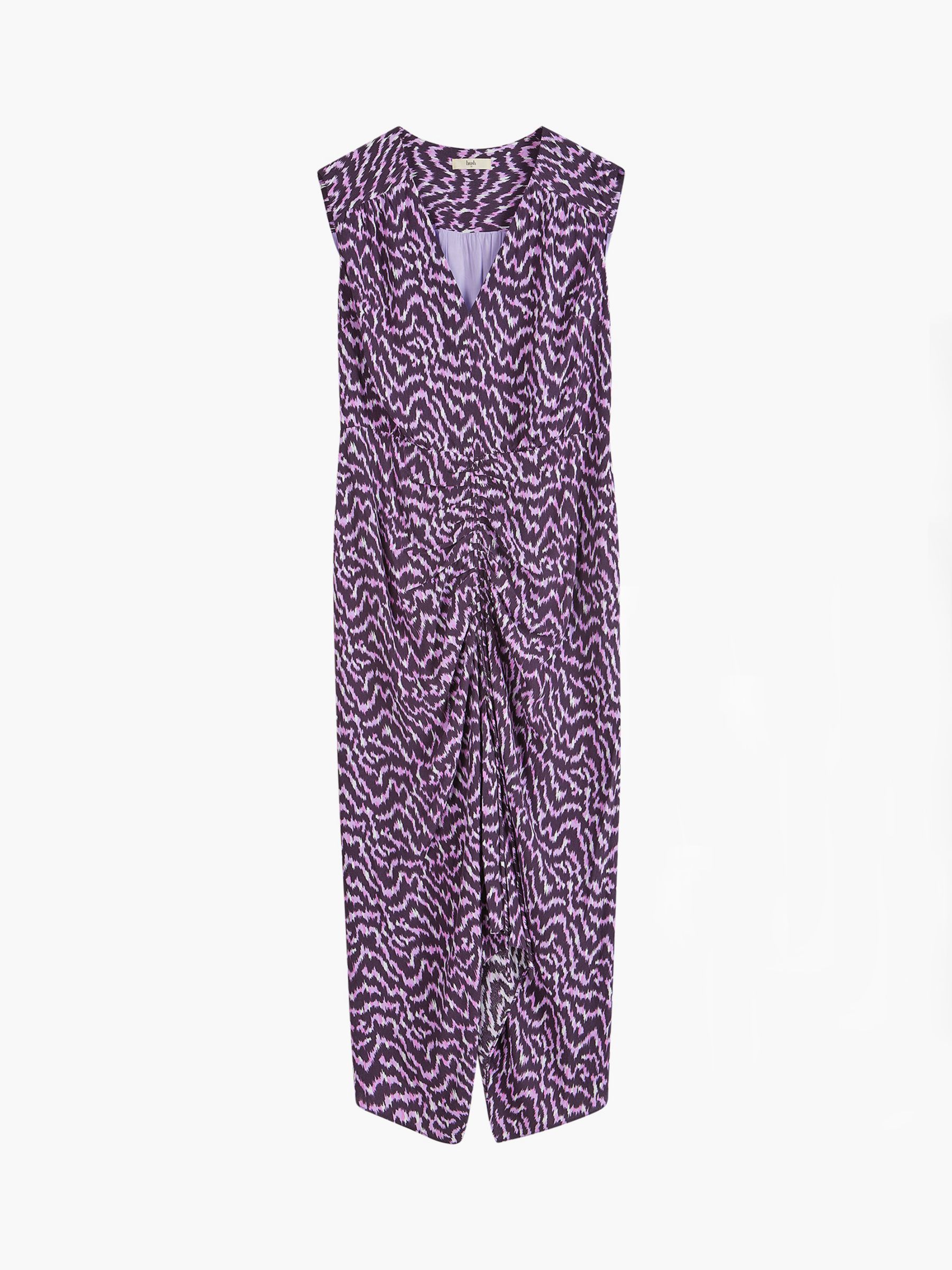HUSH Francesca Midi Dress, Digital Ikat Lilac, 6