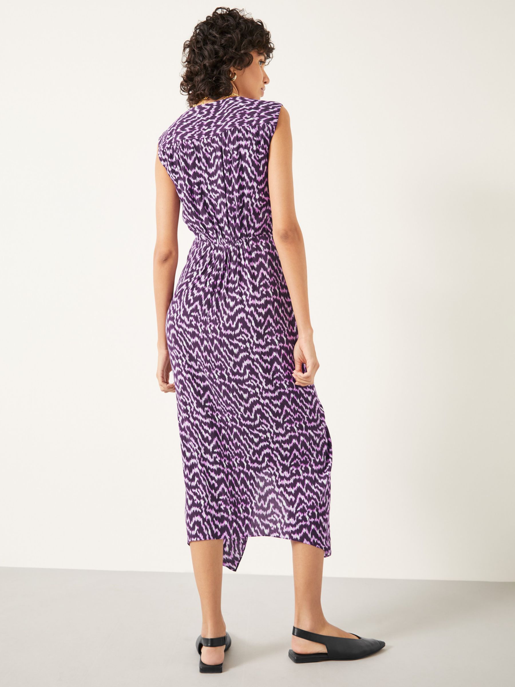 HUSH Francesca Midi Dress, Digital Ikat Lilac at John Lewis & Partners