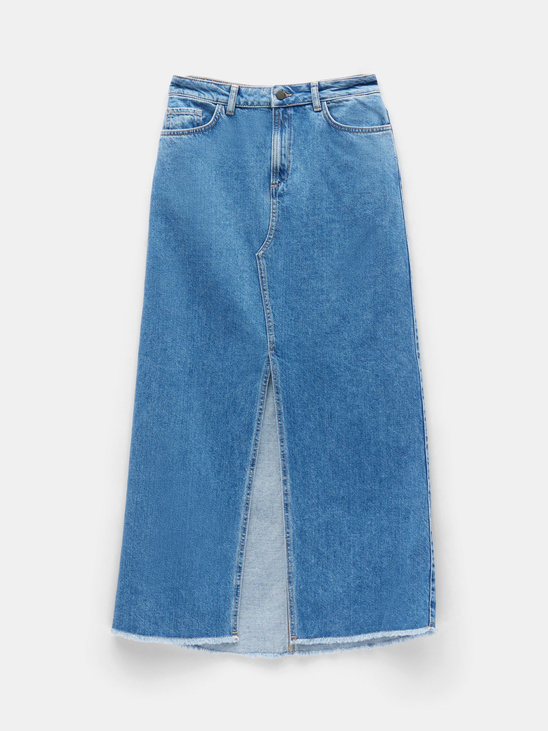 HUSH Rachelle Maxi Denim Skirt, Mid Authentic Blue at John Lewis & Partners