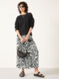 HUSH Zebra Patchwork Wrap Maxi Skirt, Black/White, Black/White