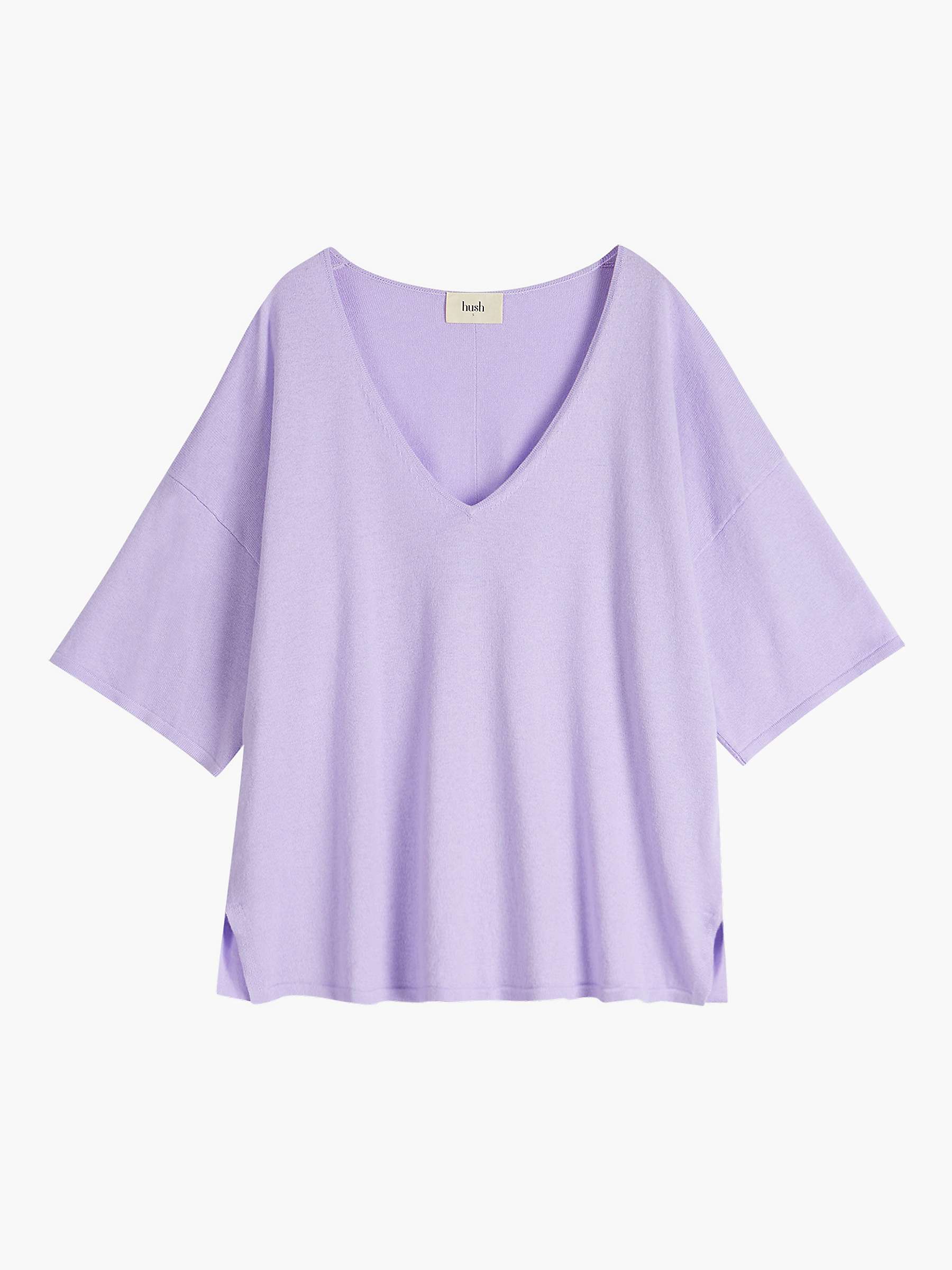 Buy HUSH Cierra V-Neck Knitted Top, Lilac Online at johnlewis.com