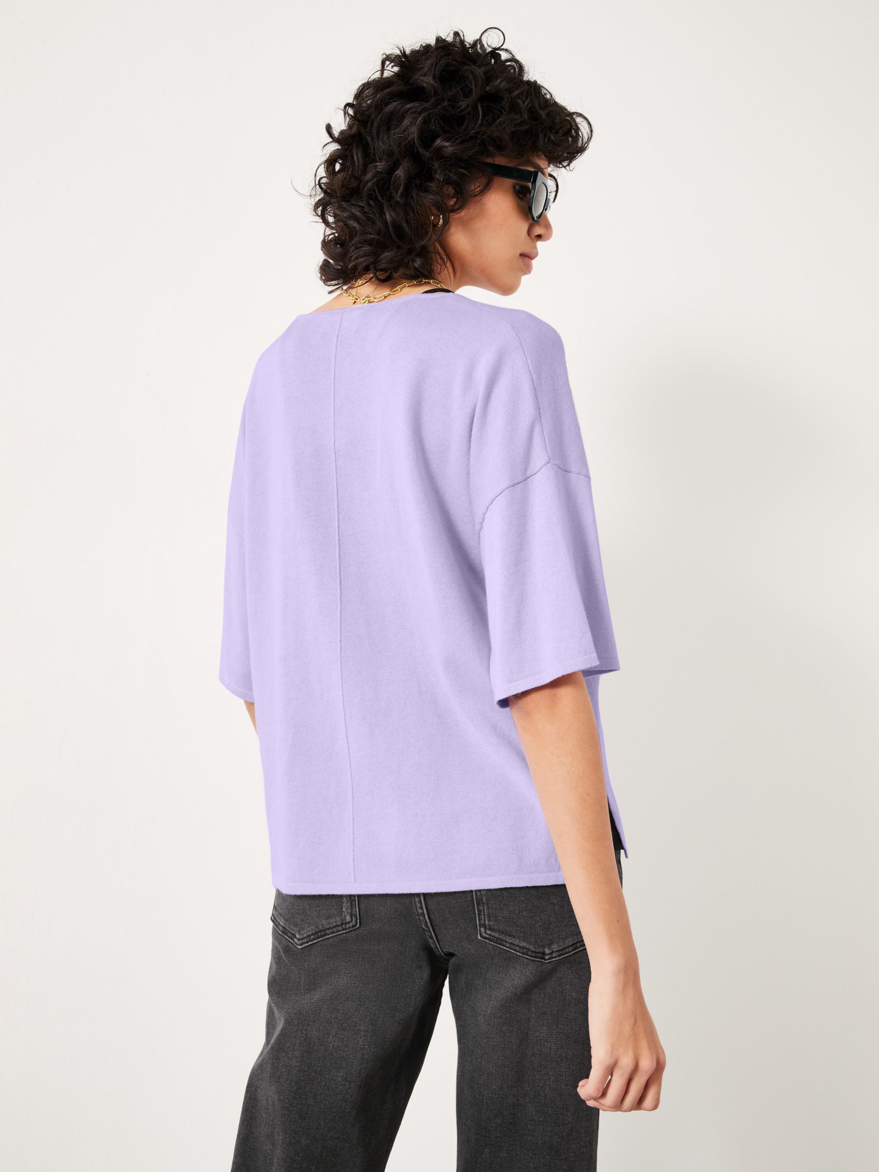 HUSH Cierra V-Neck Knitted Top, Lilac, XS