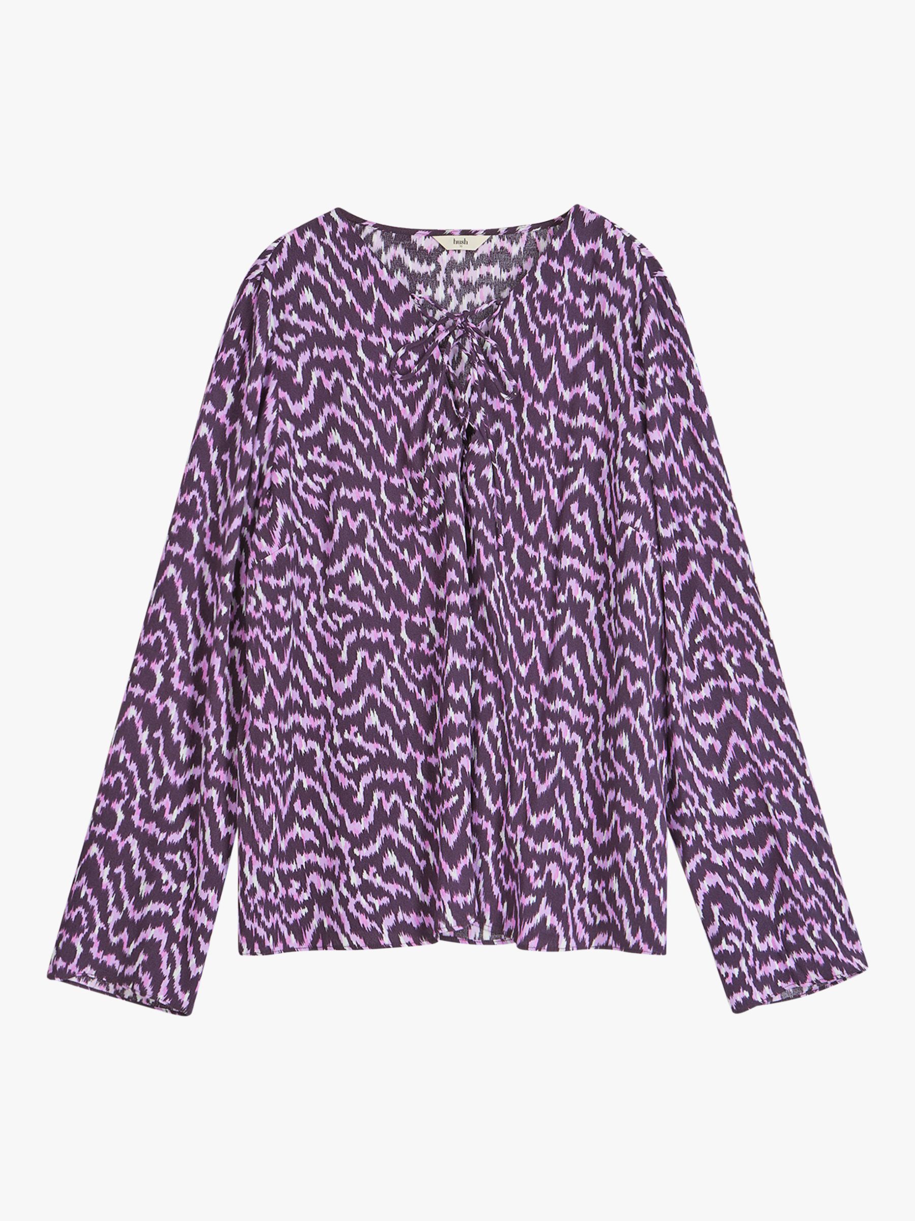 Buy HUSH Elianna Lace Up Blouse, Lilac Online at johnlewis.com
