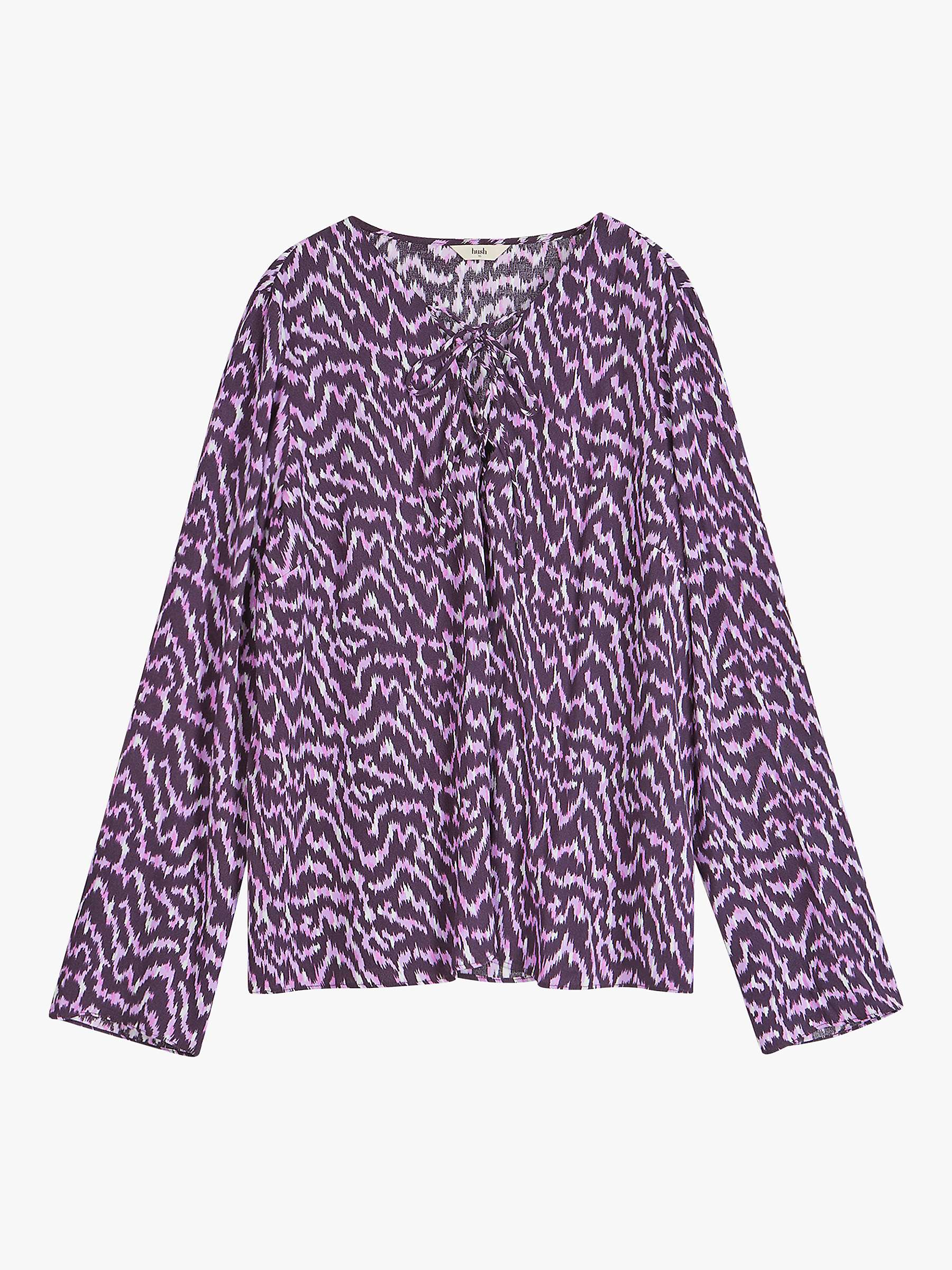 Buy HUSH Elianna Lace Up Blouse, Lilac Online at johnlewis.com