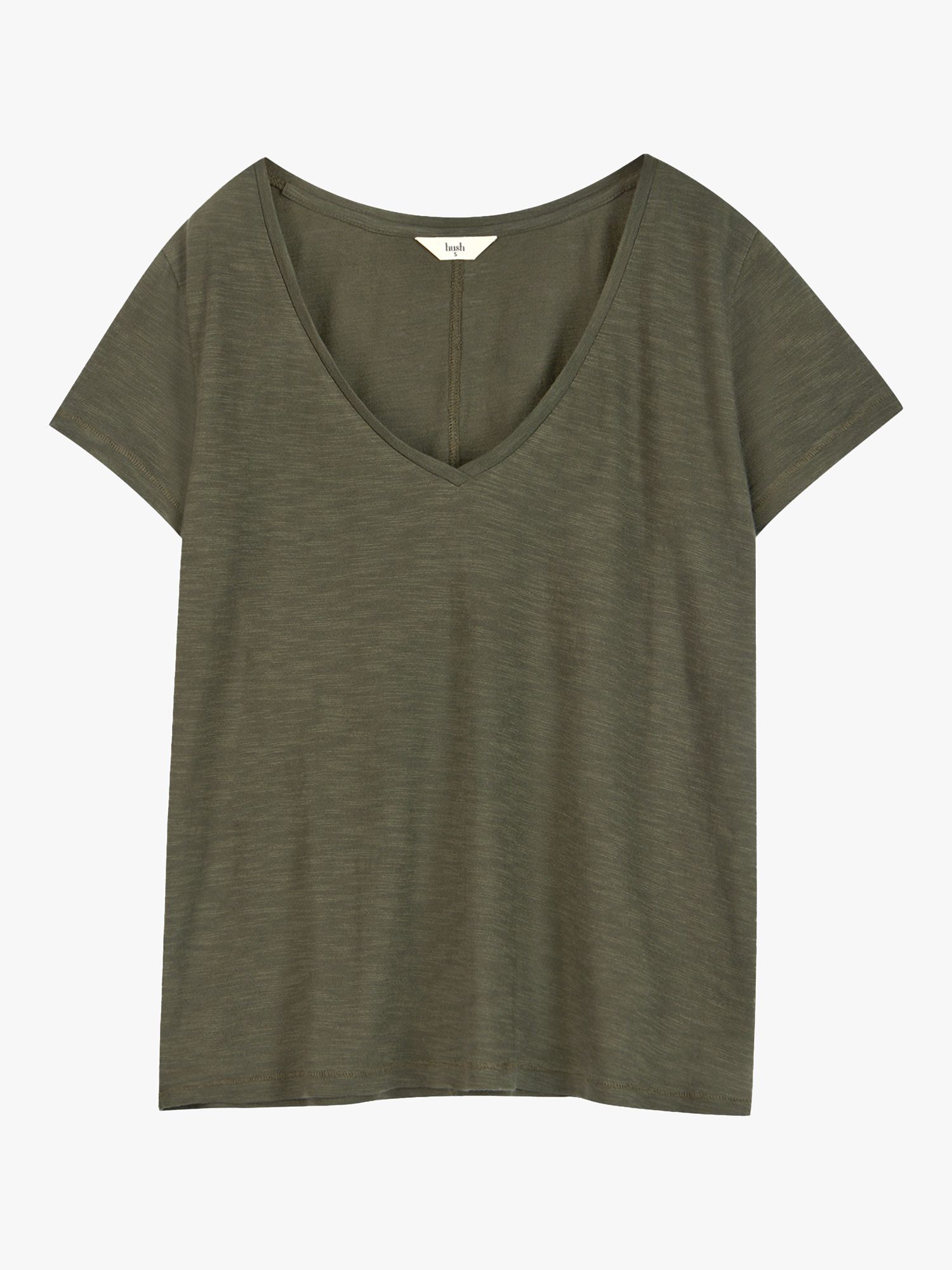 HUSH Slim Fit V-Neck T-Shirt, Deep Green at John Lewis & Partners