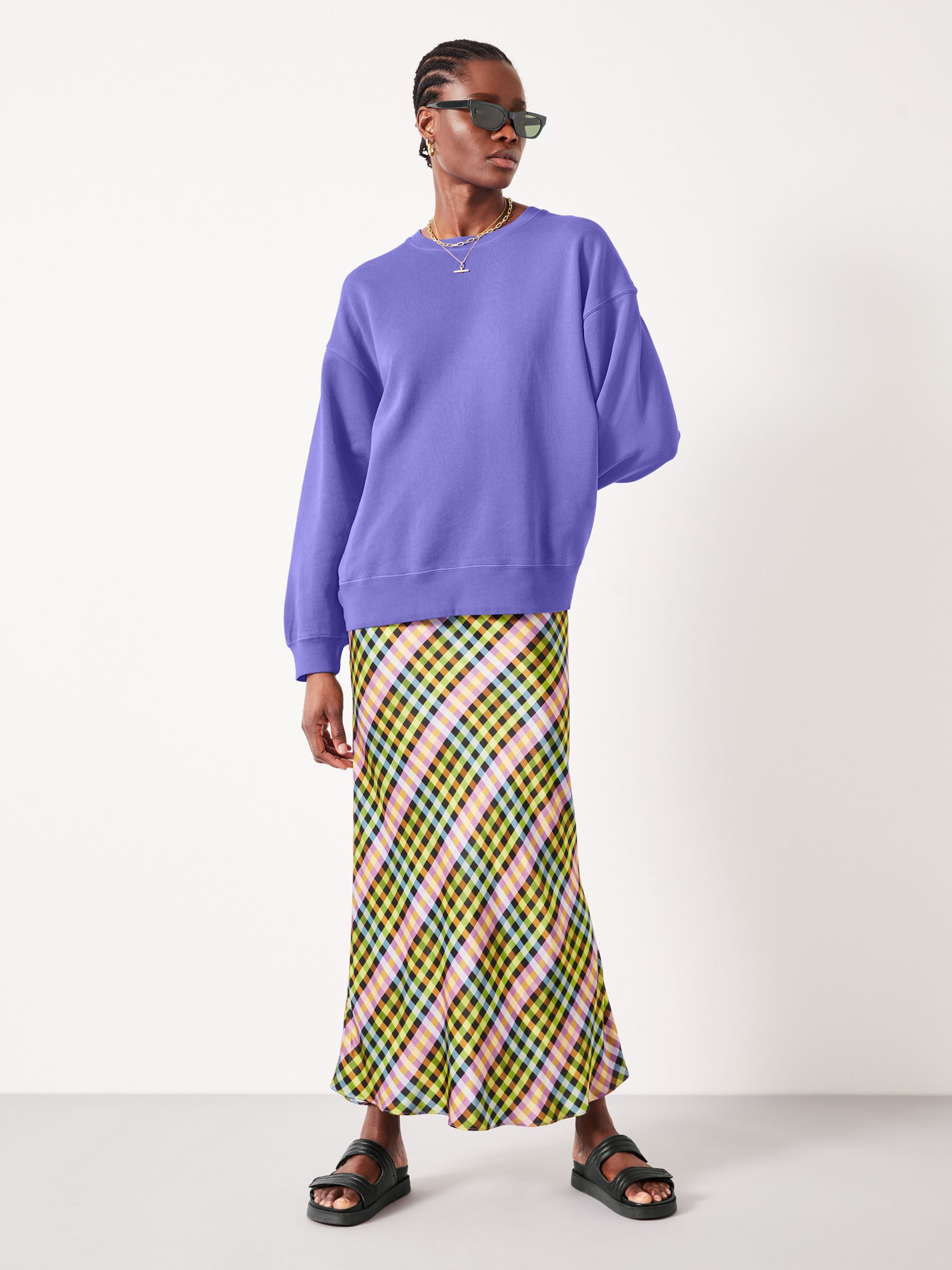 HUSH Quaden Long Sleeve Sweatshirt, Purple, L