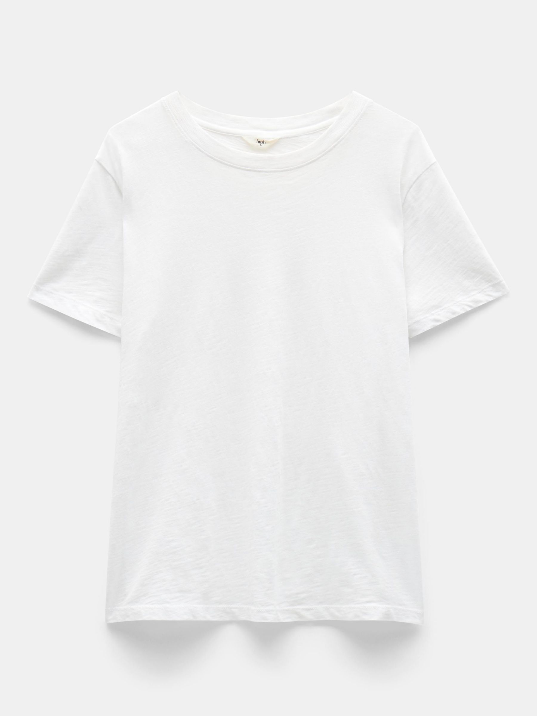 HUSH Hattie Cotton Slub Crew Neck T-Shirt, White, XL