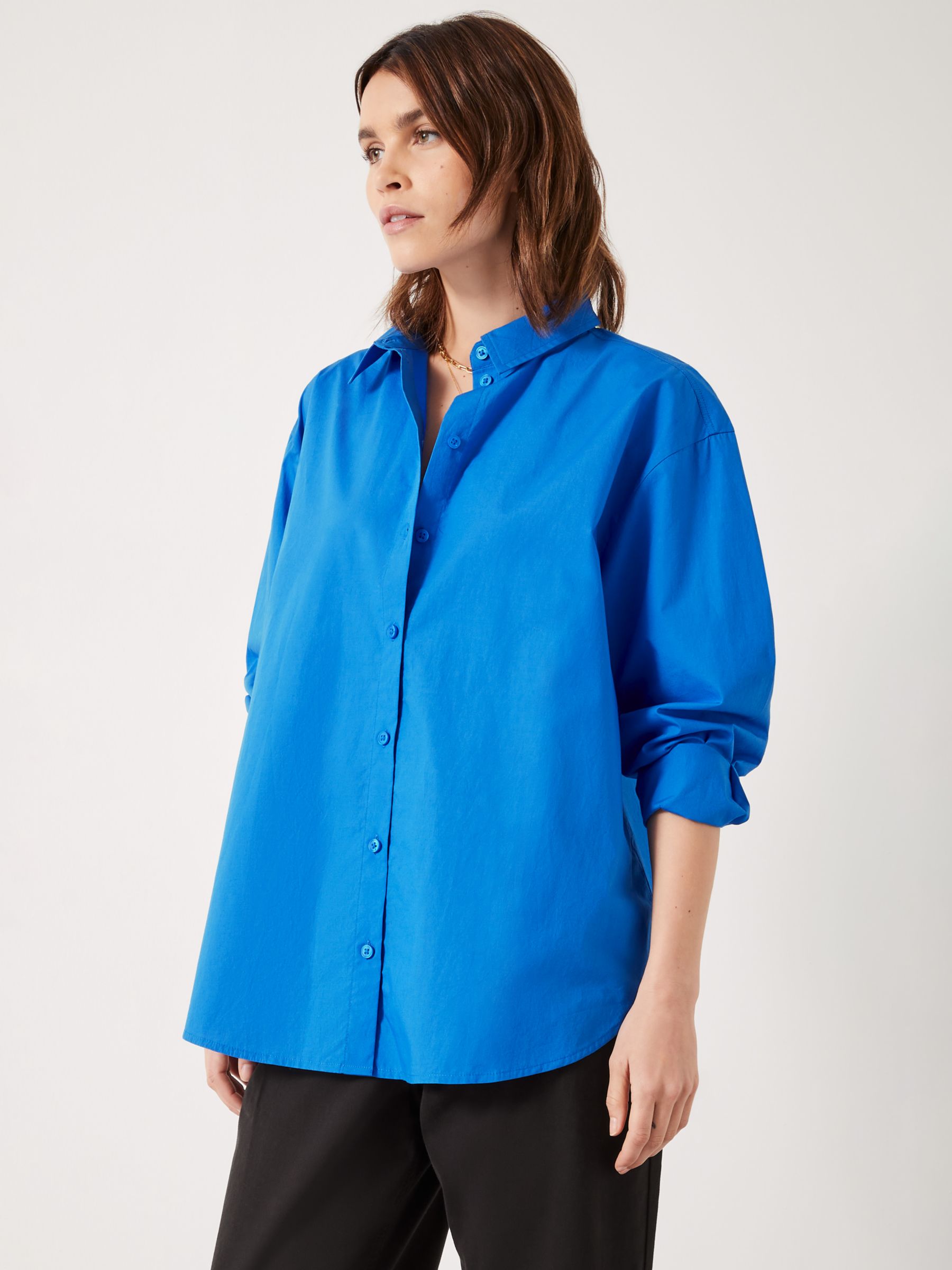 HUSH Pia Oversize Cotton Shirt, Vivid Blue, 10