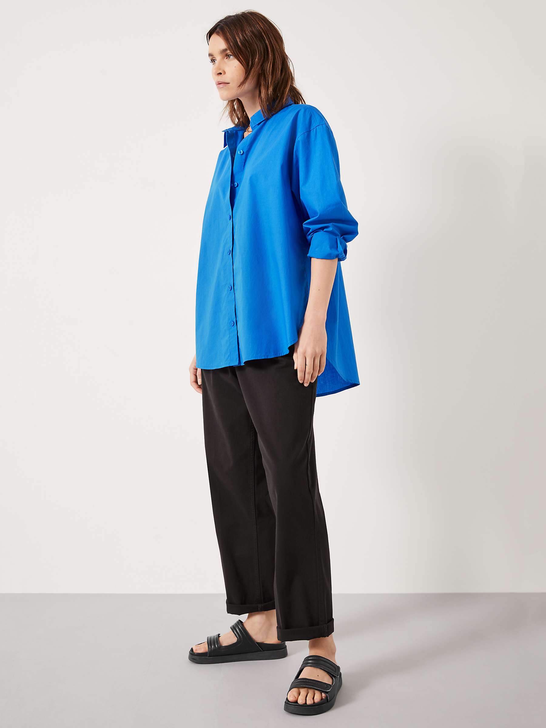 HUSH Pia Oversize Cotton Shirt, Vivid Blue at John Lewis & Partners