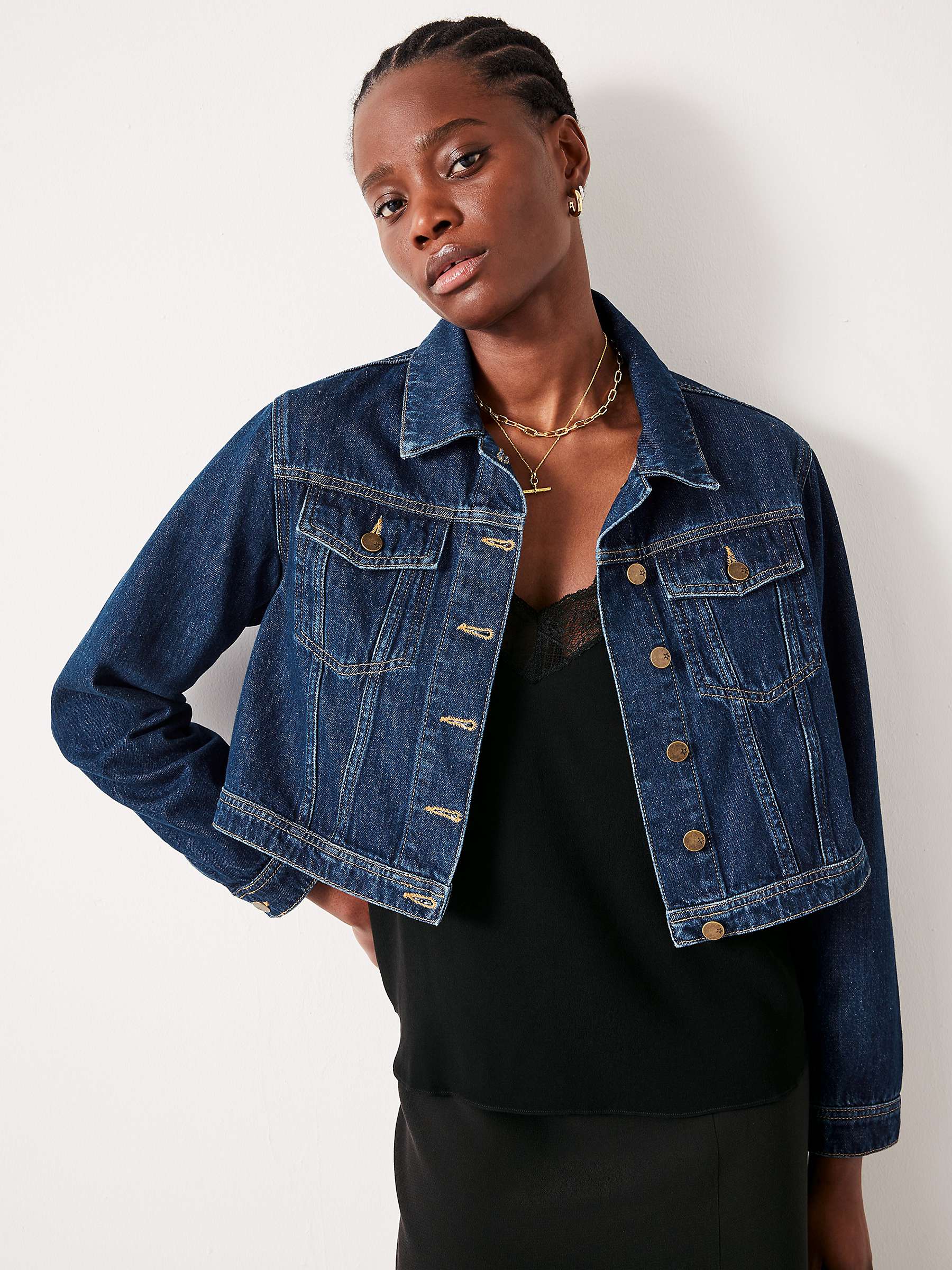 Buy HUSH Ciara Cropped Denim Jacket, Authentic Blue Online at johnlewis.com