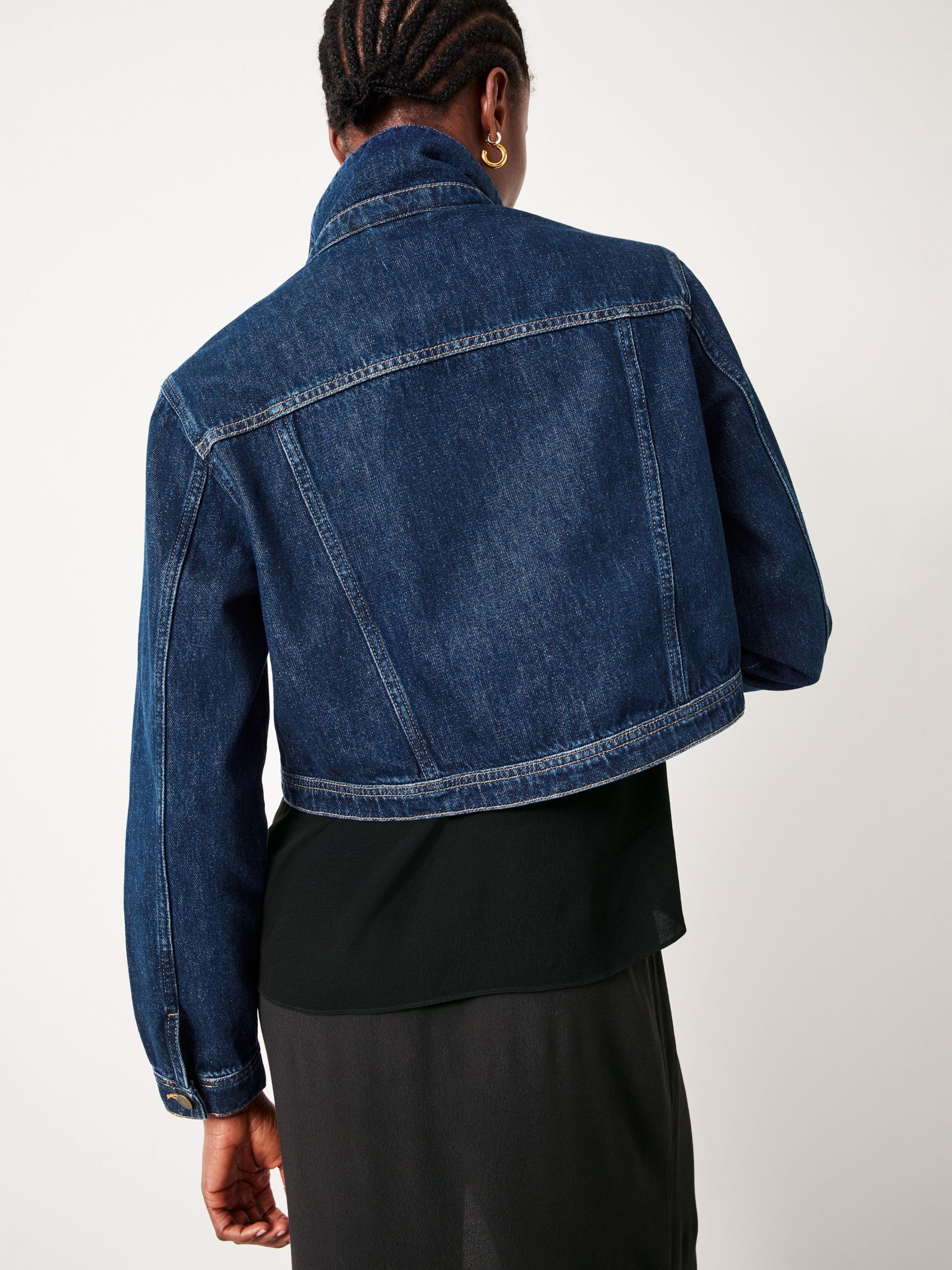 HUSH Ciara Cropped Denim Jacket, Authentic Blue, 10