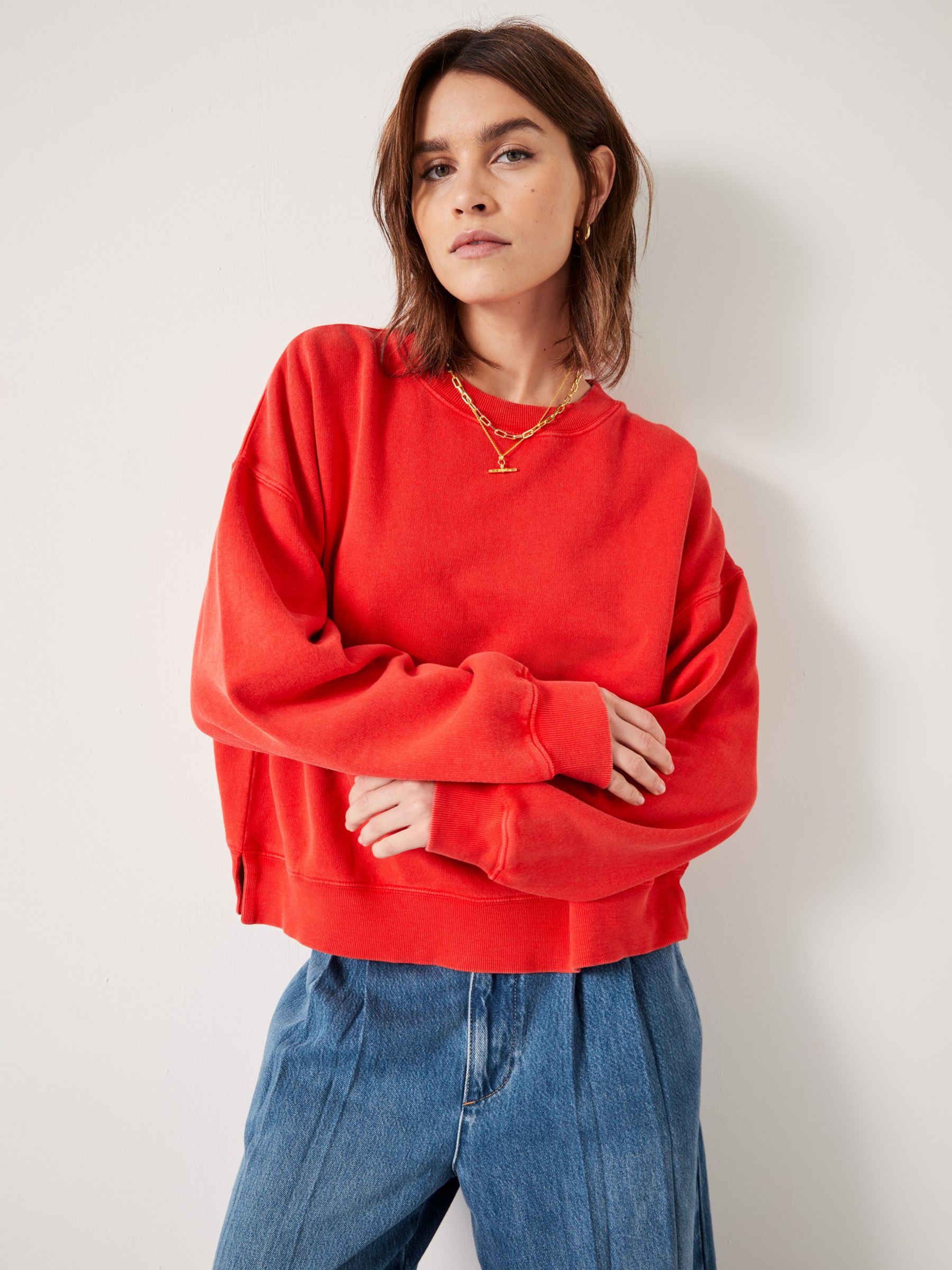 HUSH Rozanne Boxy Sweatshirt, Bright Red, L