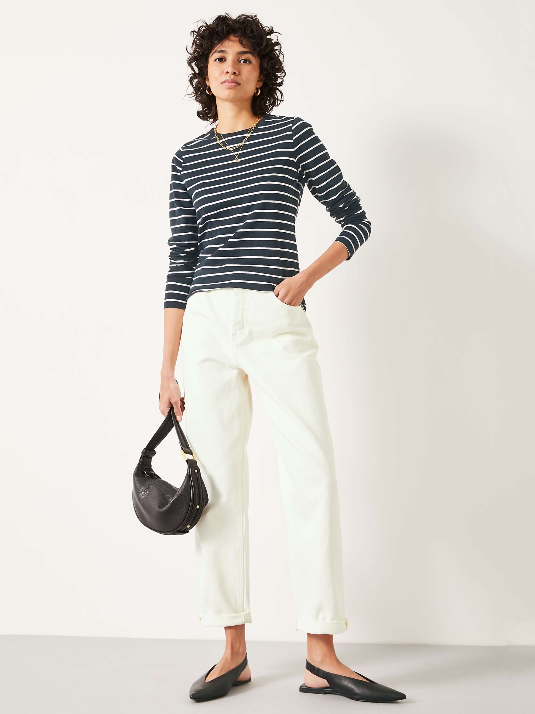 Buy HUSH Anna Cotton Blend Breton T-Shirt, Black/White Online at johnlewis.com