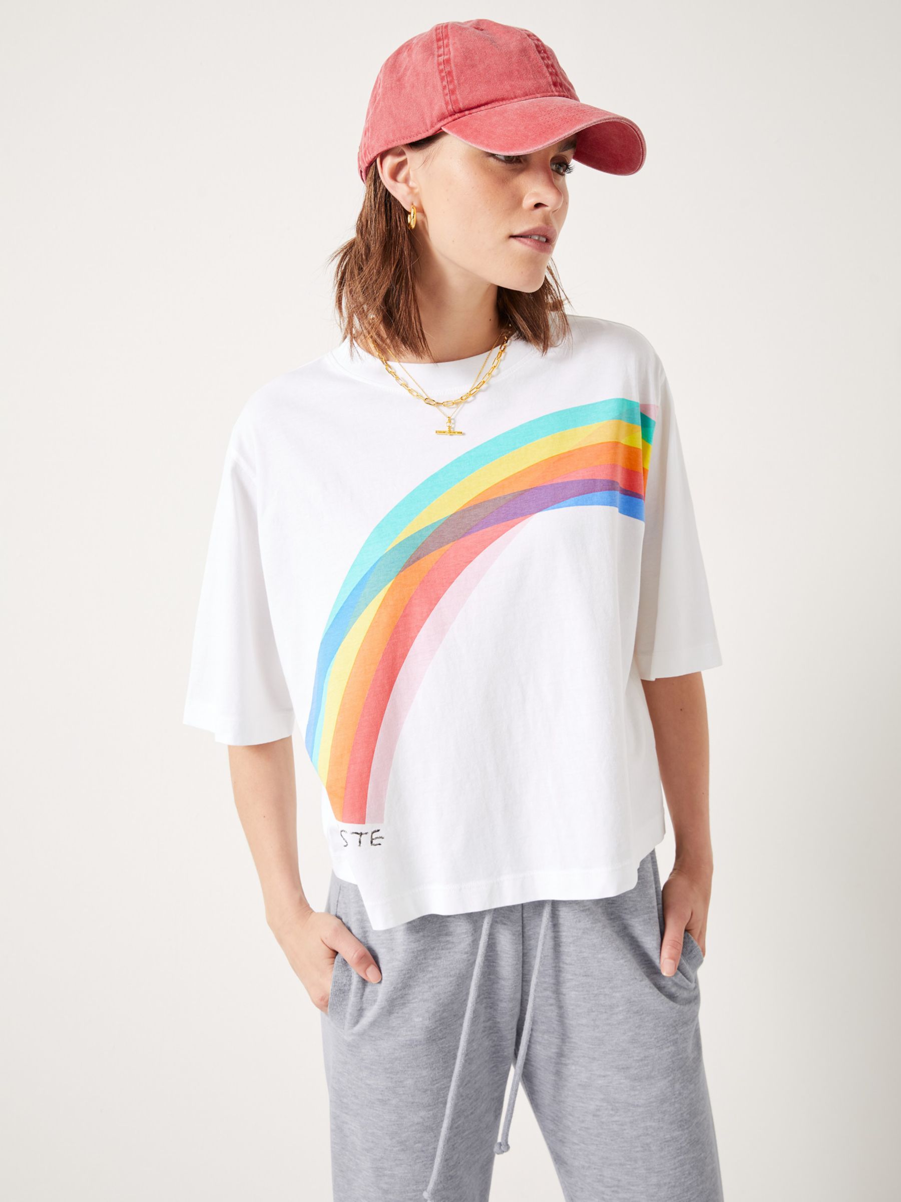 HUSH Rainbow Lartiste Graphic T-Shirt, White/Multi, XXS