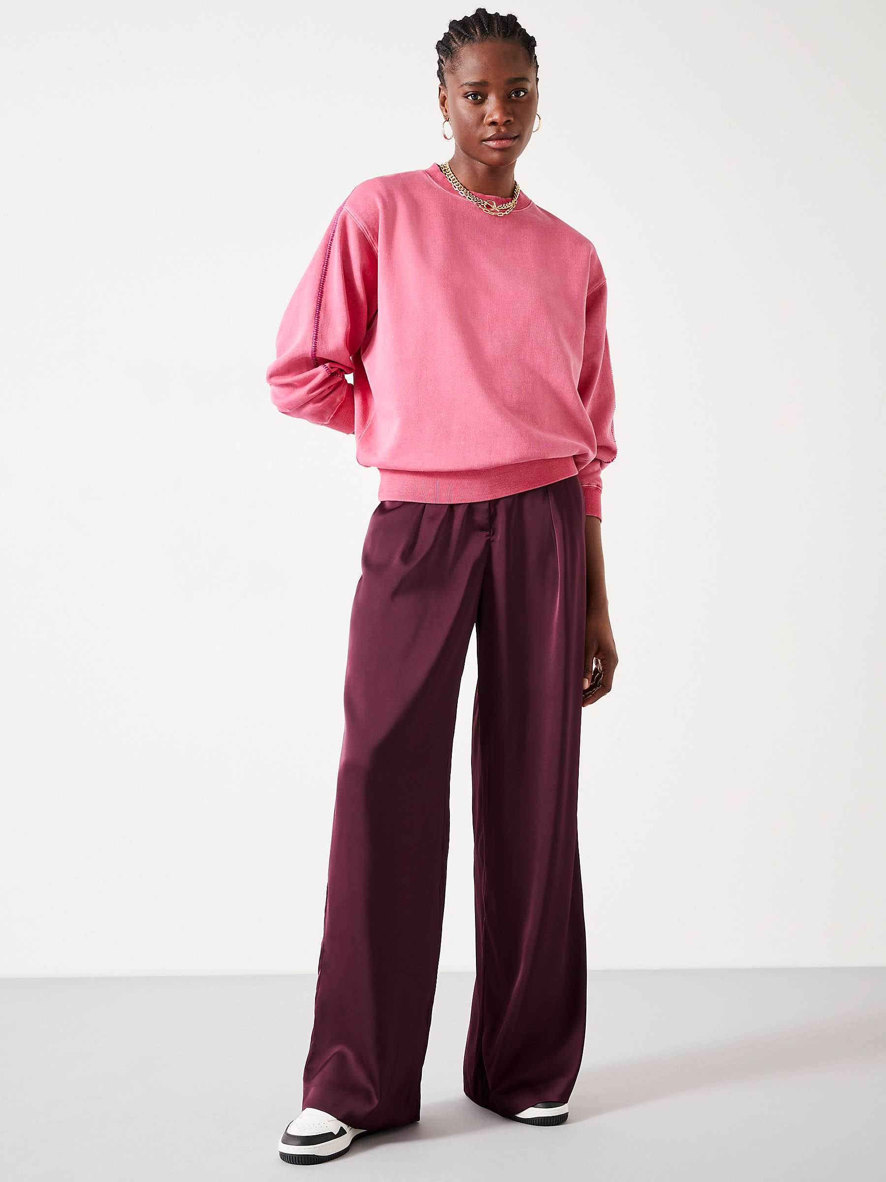Buy HUSH Melanie Satin Trousers, Purple Online at johnlewis.com