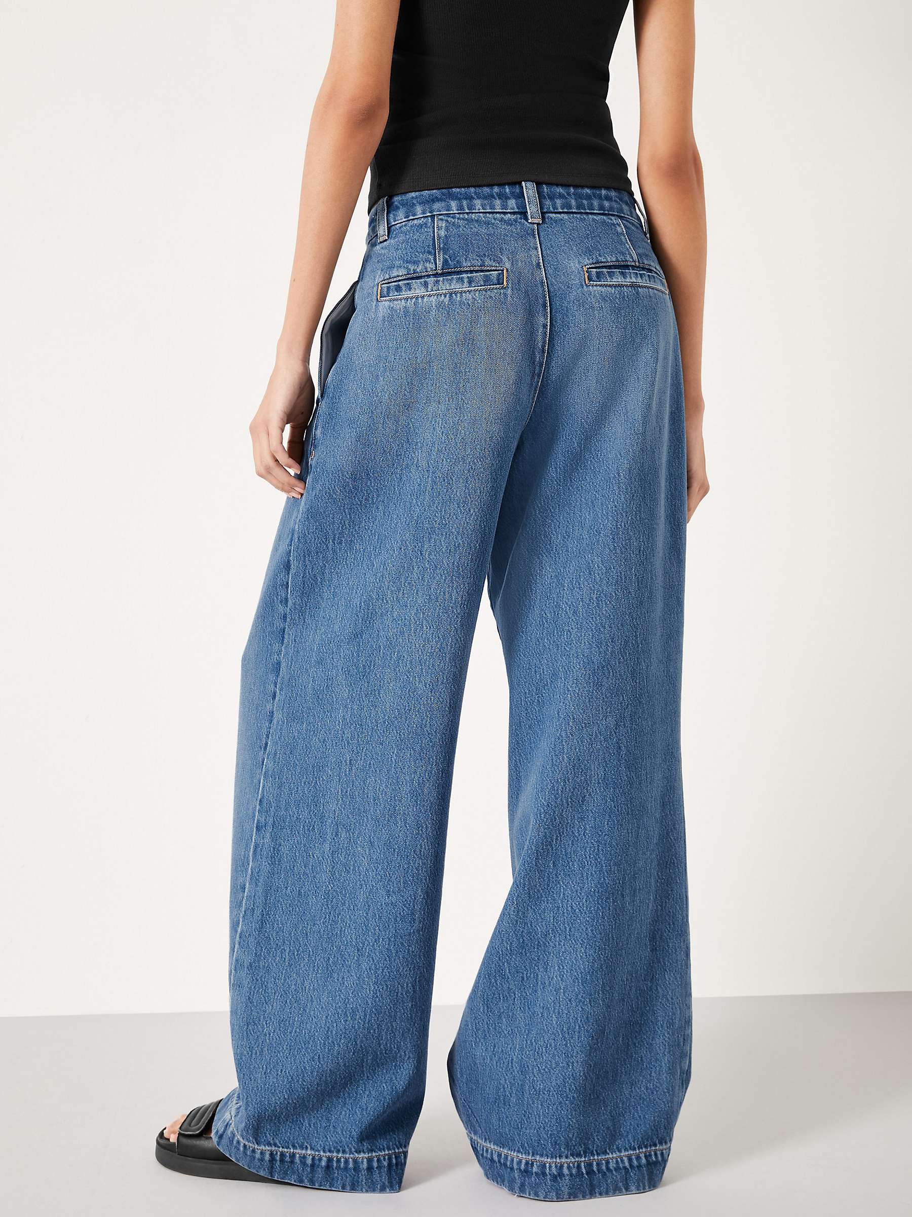 hush Lya Pleated Wide Leg Jeans, Mid Authentic at John Lewis & Partners