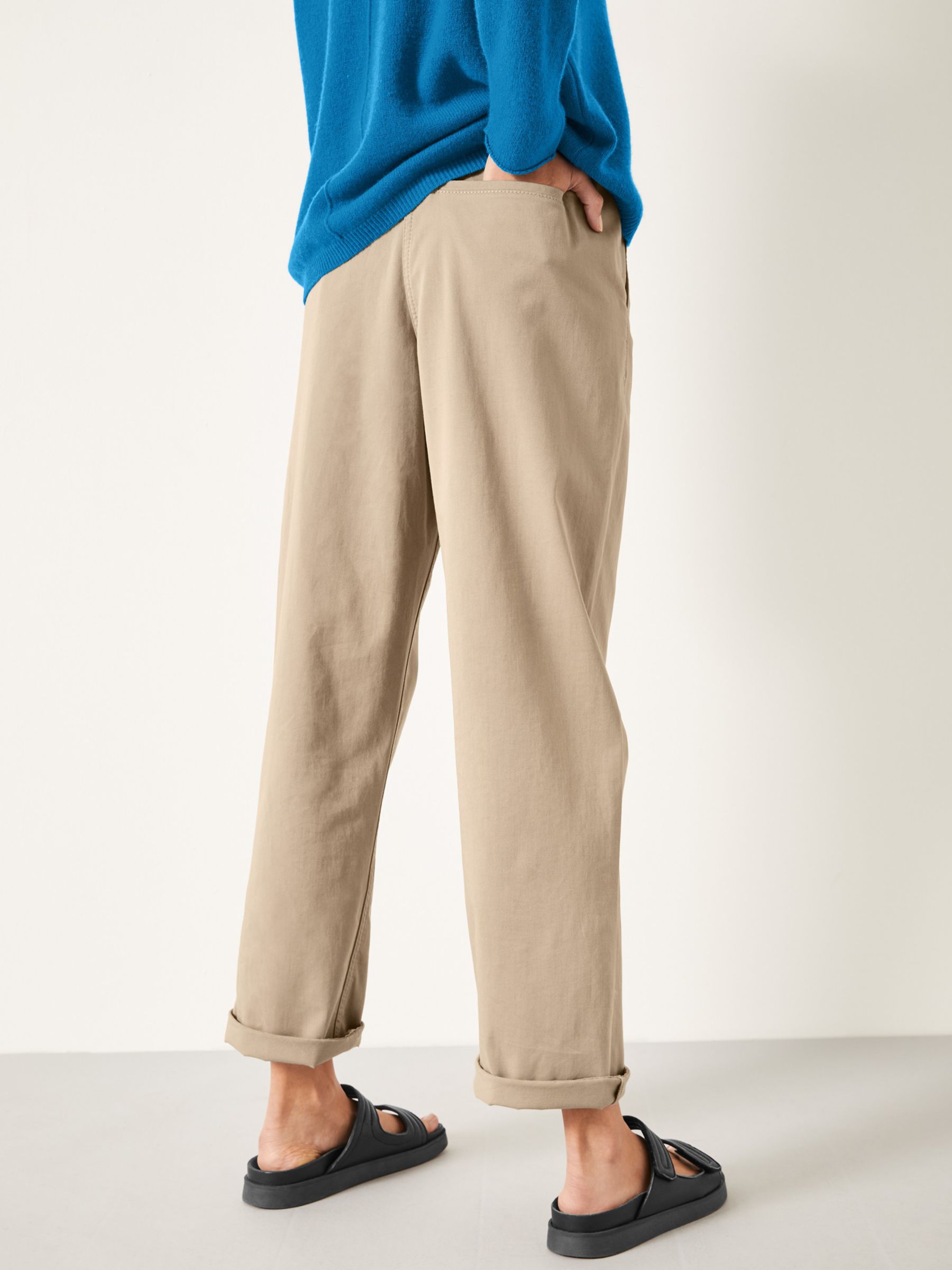 hush Imogen Cotton Trousers, Washed Brown at John Lewis & Partners