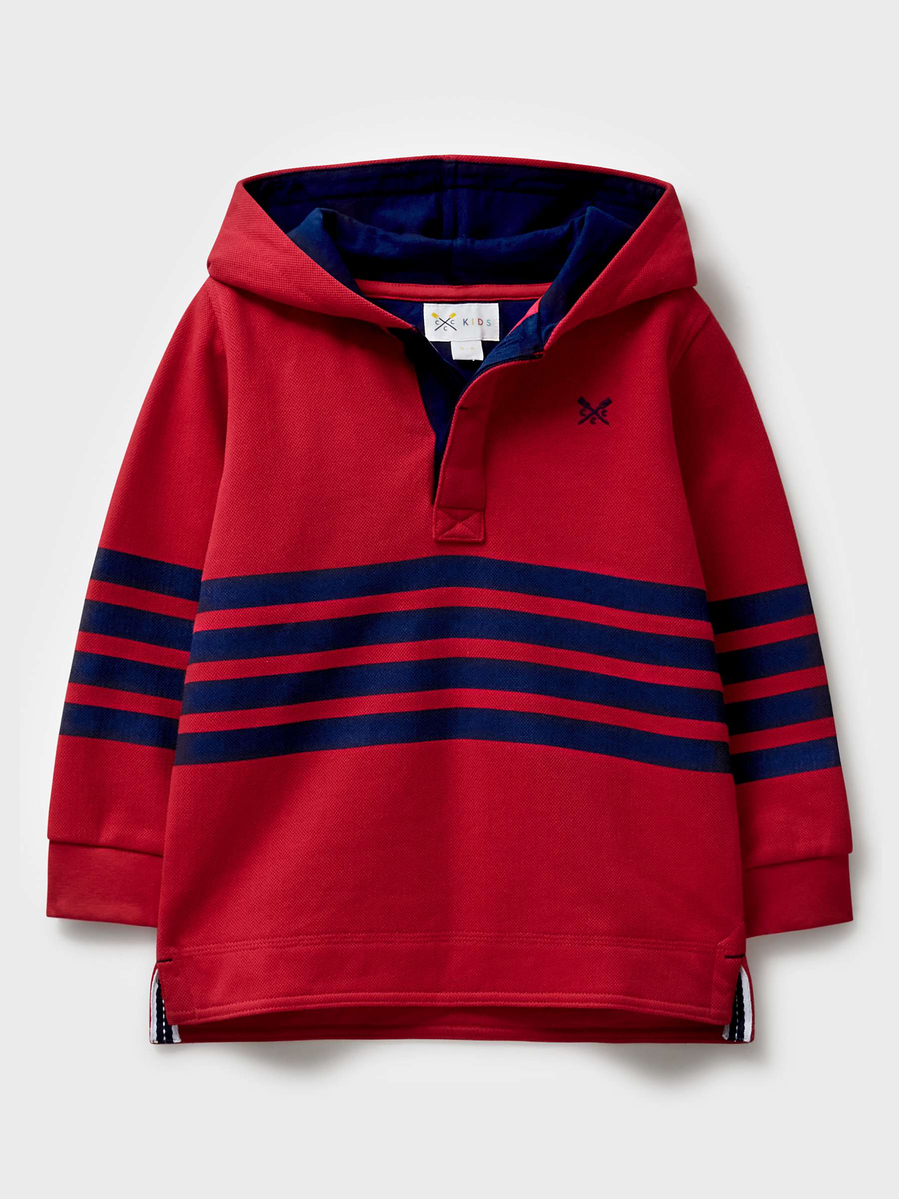 Buy Crew Clothing Kids' Padstow Cotton Hoodie, Mid Red Online at johnlewis.com