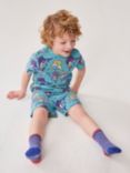 Crew Clothing Kids' Cotton Shortie Pyjama Set, Mid Blue