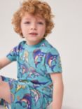 Crew Clothing Kids' Cotton Shortie Pyjama Set, Mid Blue, Mid Blue