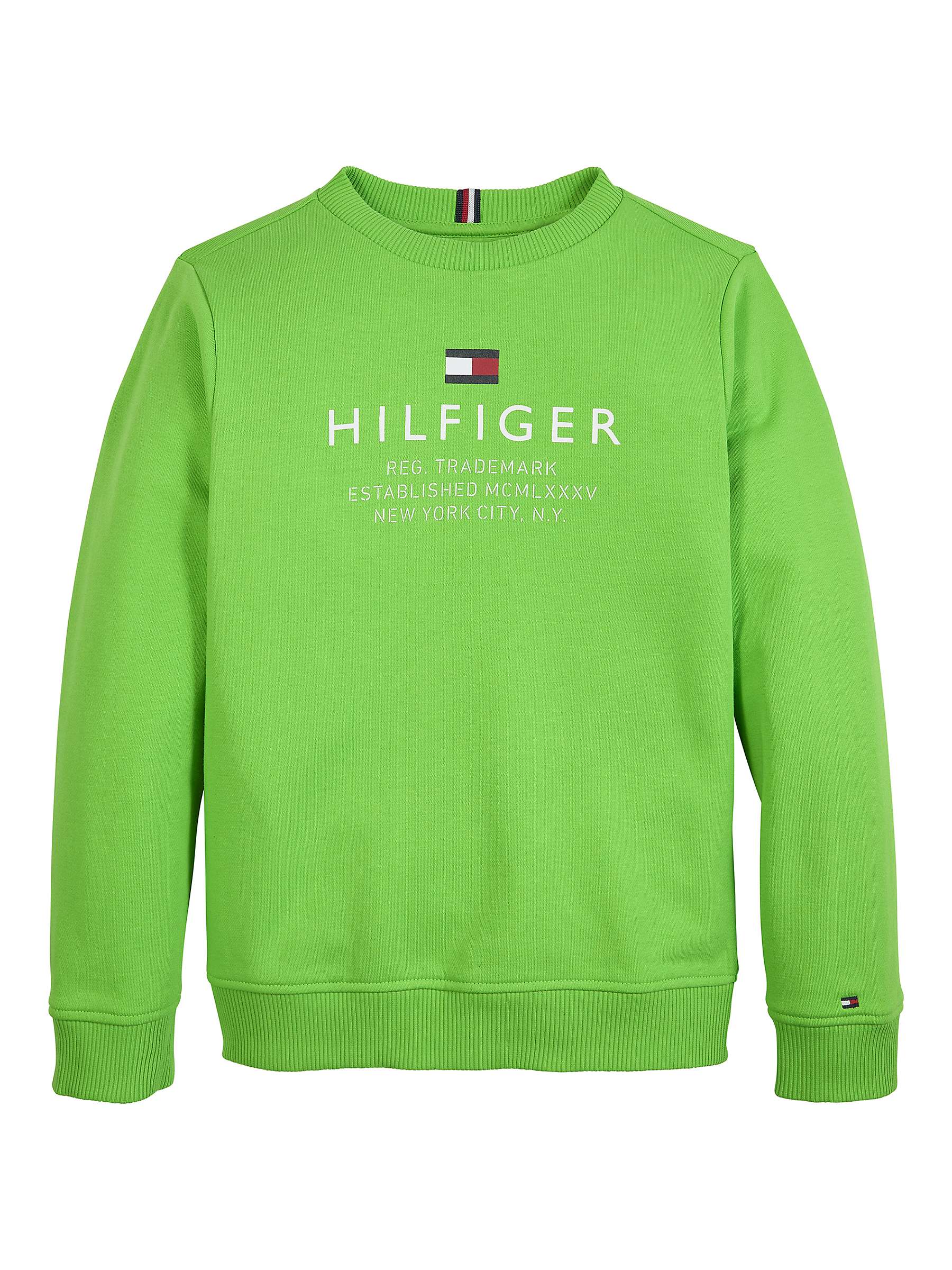 Buy Tommy Hilfiger Kids' Cotton Blend Logo Sweatshirt, Spring Lime Online at johnlewis.com
