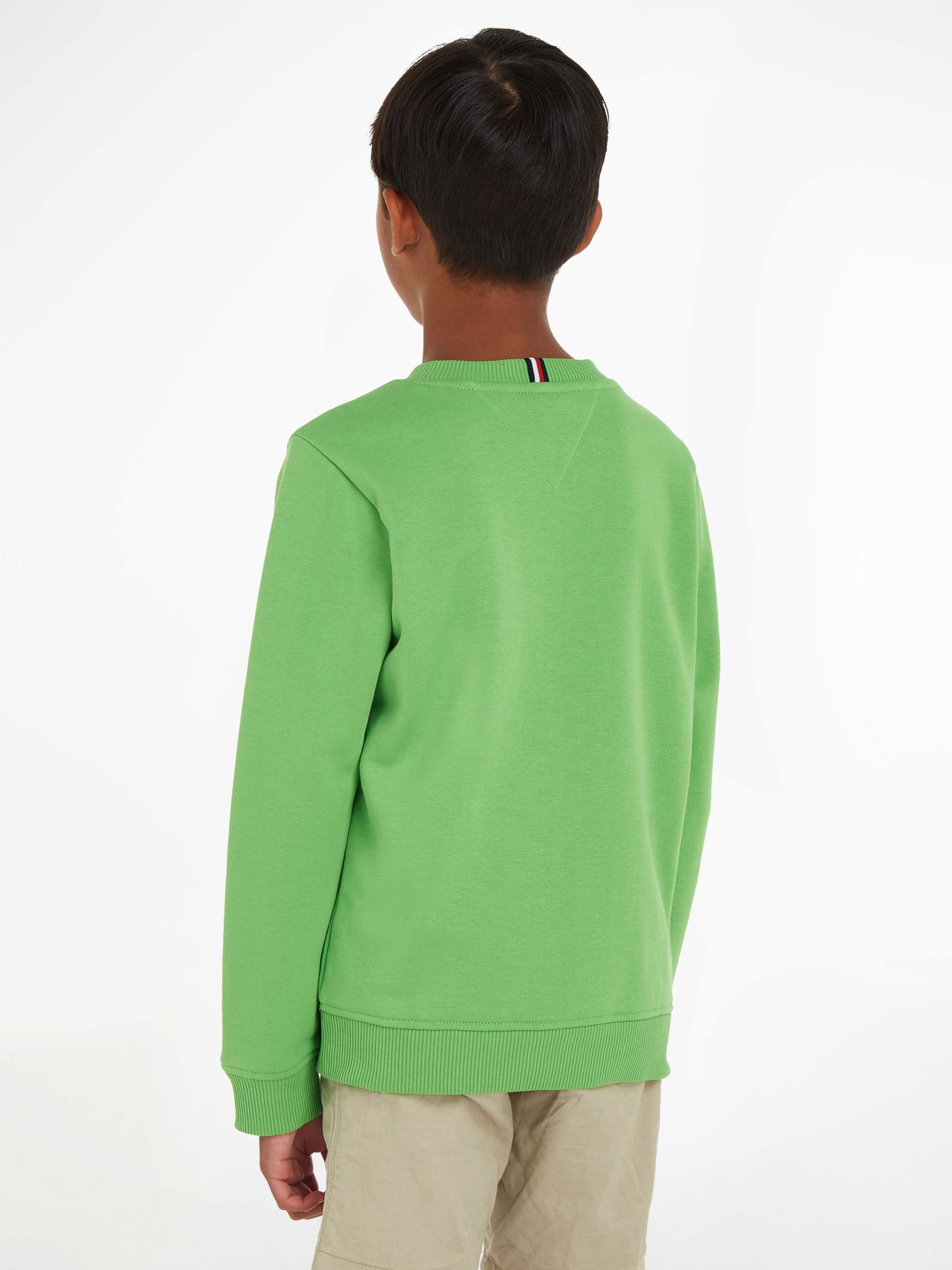 Buy Tommy Hilfiger Kids' Cotton Blend Logo Sweatshirt, Spring Lime Online at johnlewis.com