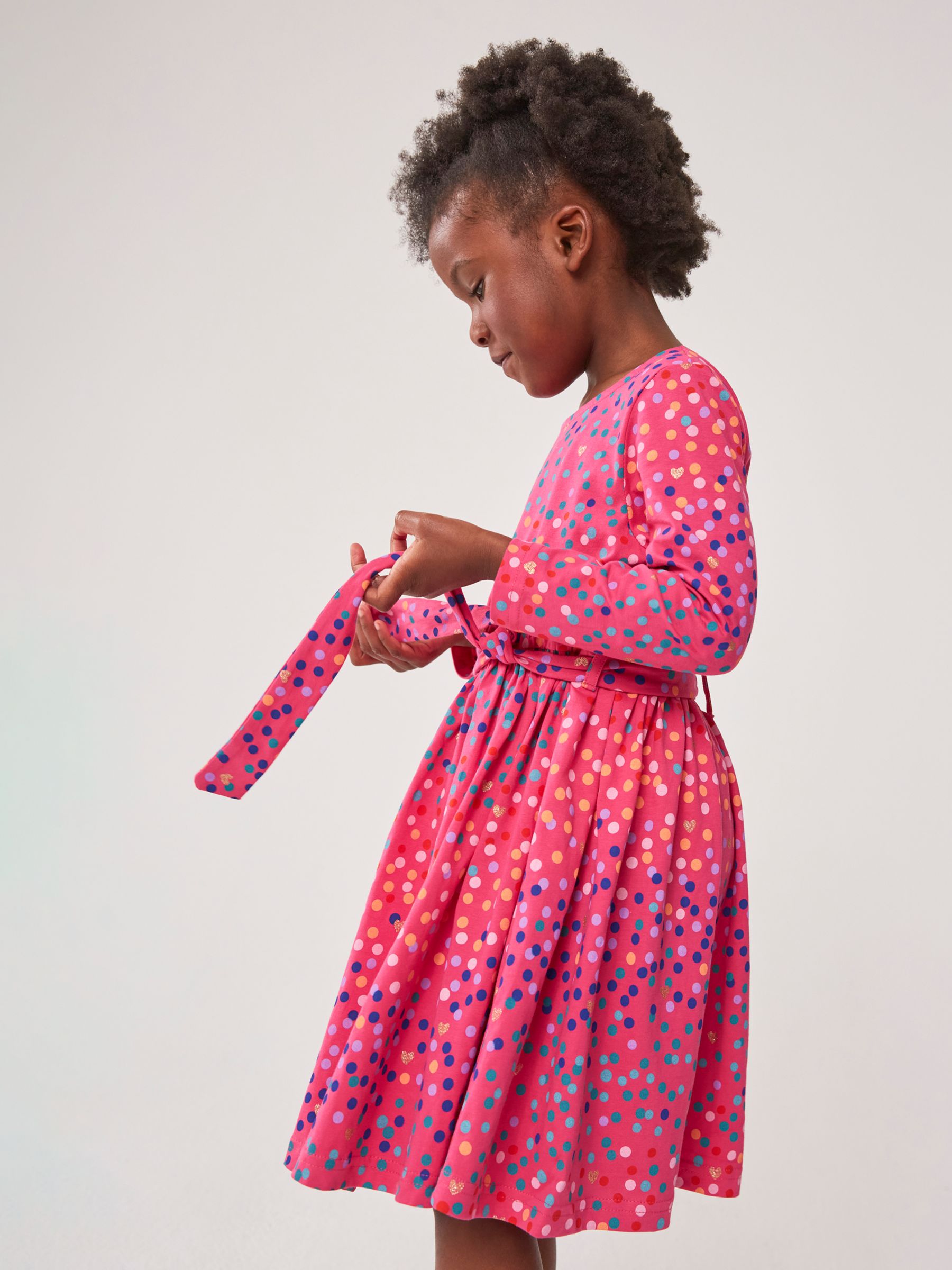 Buy Crew Clothing Kids' Printed Cotton Jersey Dress, Mid Pink Online at johnlewis.com