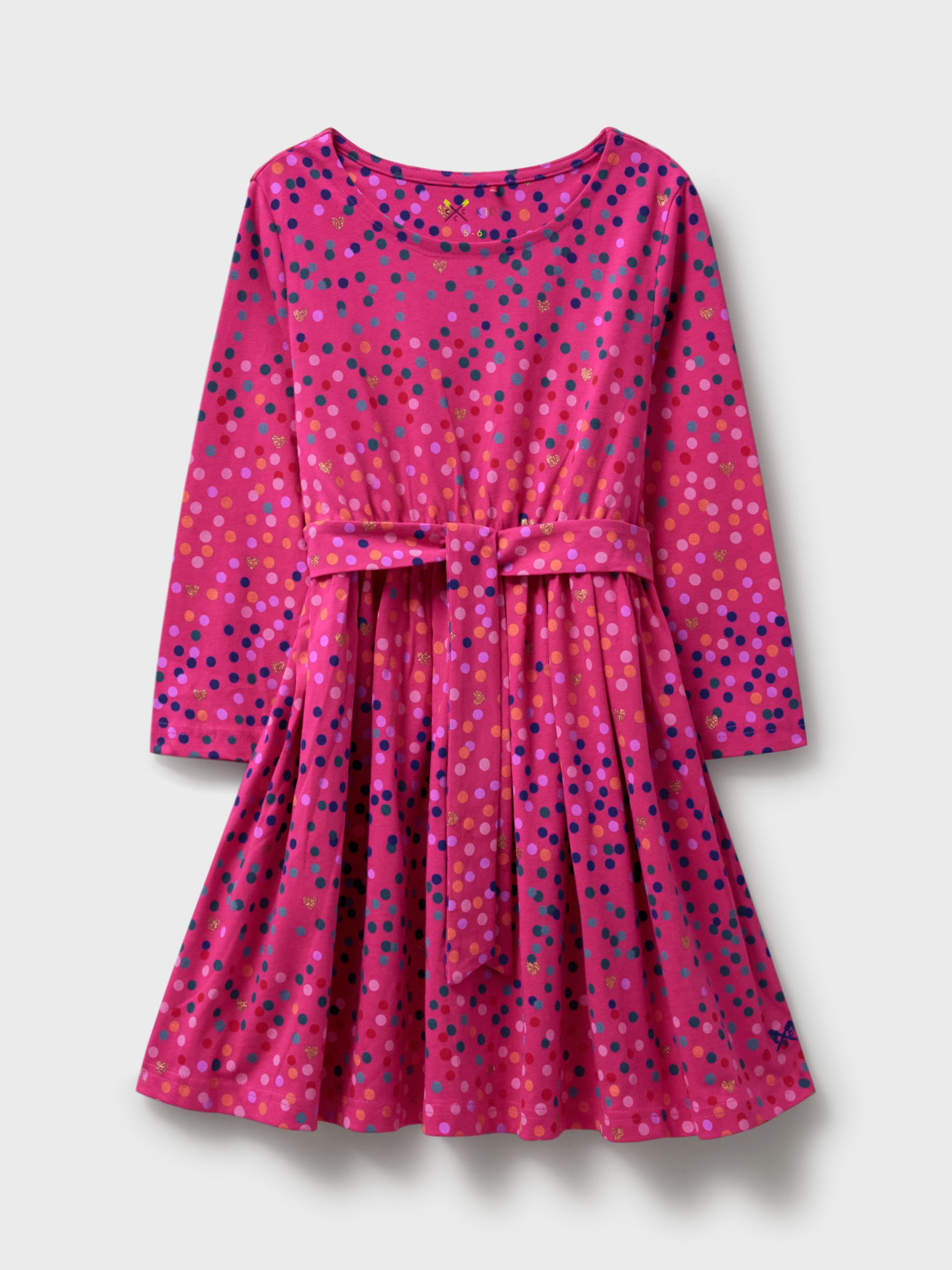 Buy Crew Clothing Kids' Printed Cotton Jersey Dress, Mid Pink Online at johnlewis.com