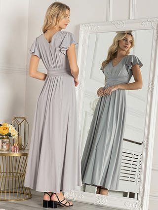 Jolie Moi Twist Waist Jersey Maxi Dress, Silver Grey
