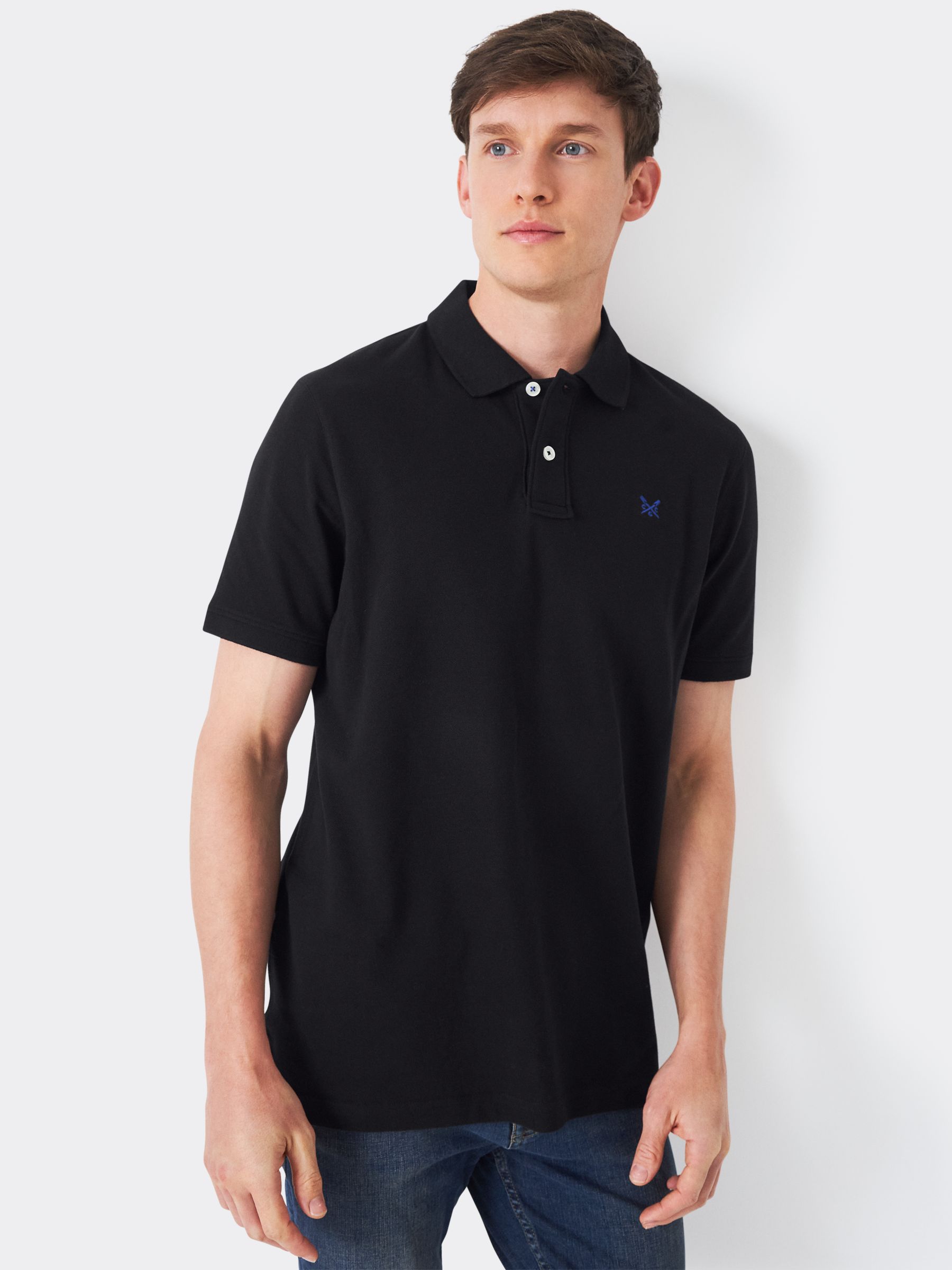 Crew Clothing Classic Pique Polo Shirt, Black at John Lewis & Partners