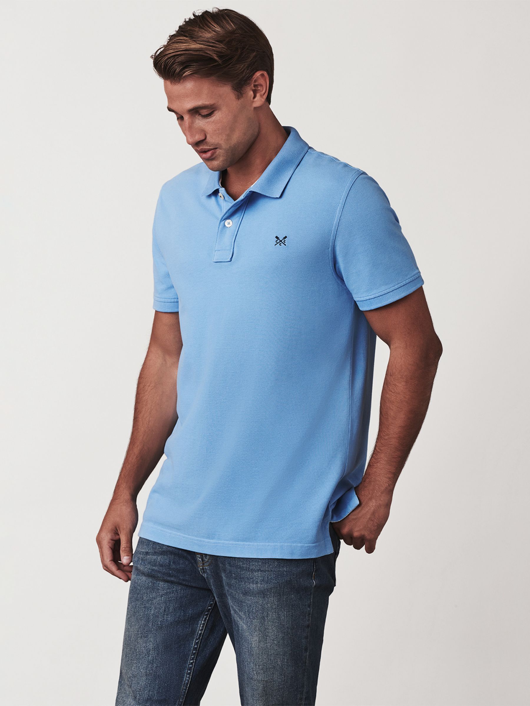 Crew Clothing Classic Pique Polo Shirt Bright Blue At John Lewis And Partners