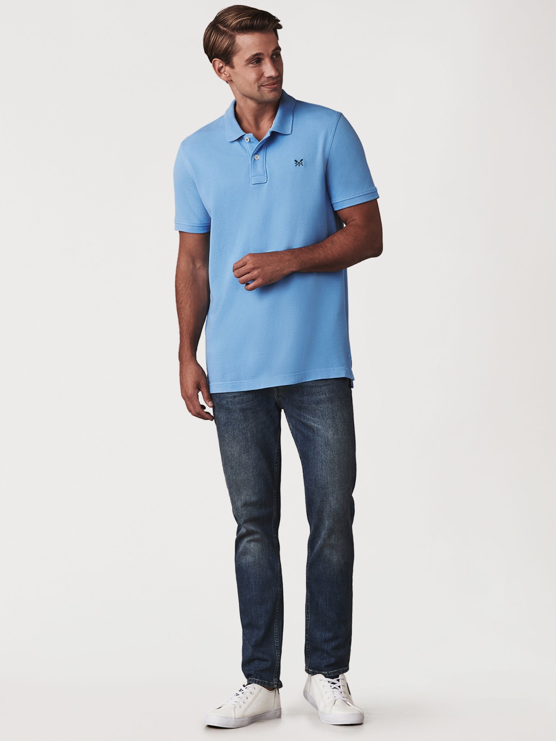 Crew Clothing Classic Pique Polo Shirt, Bright Blue, XS