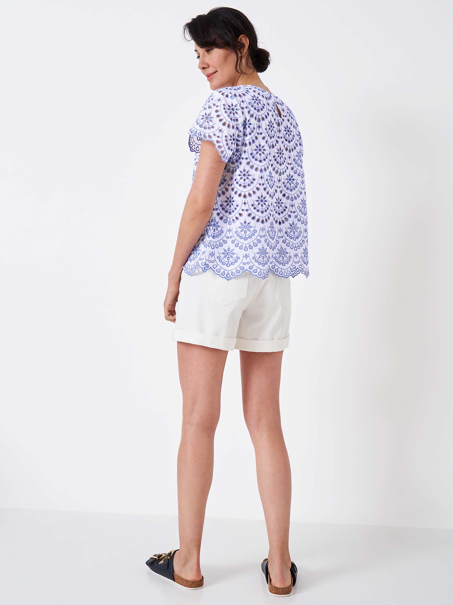 Buy Crew Clothing Meadow Broderie Top, White/Multi Online at johnlewis.com