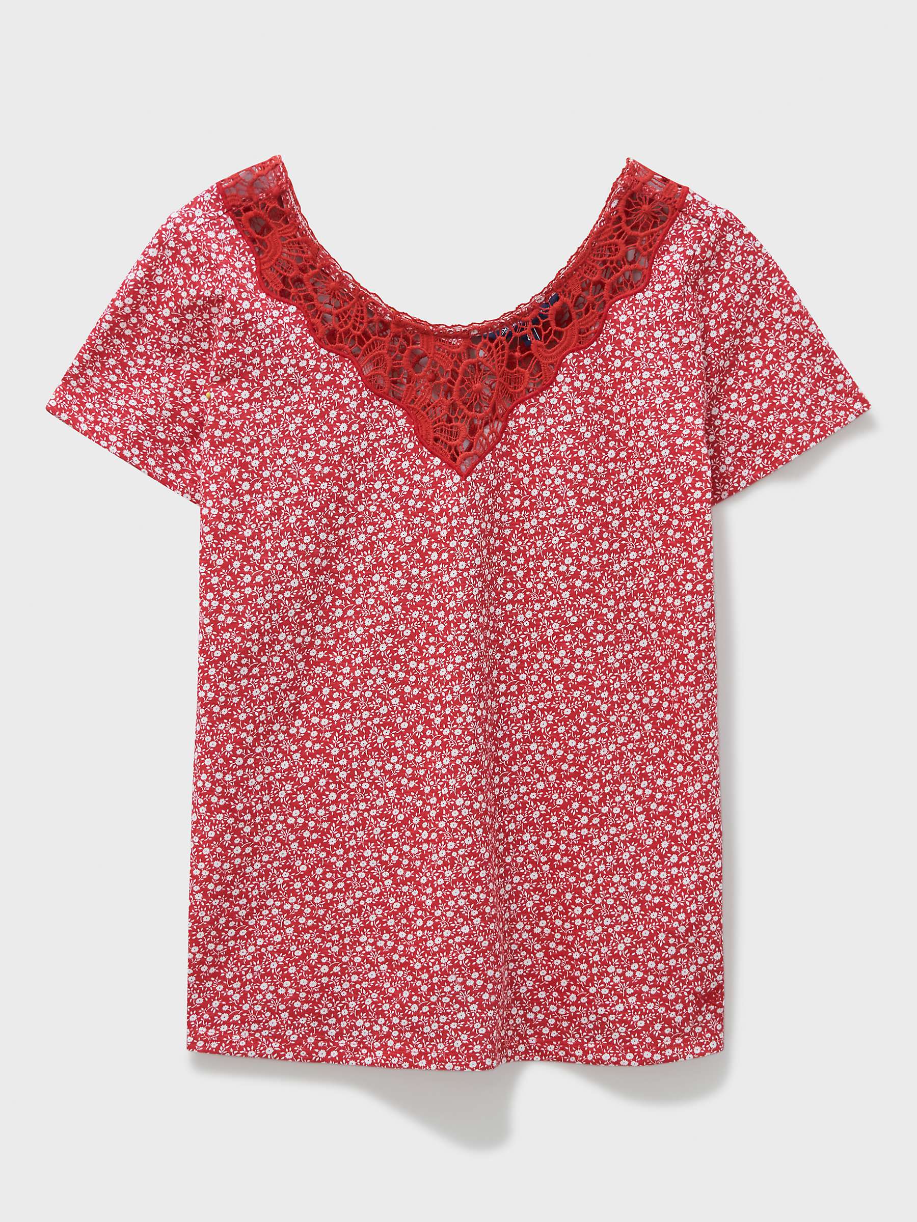 Buy Crew Clothing Iona Floral Top, Berry Red Online at johnlewis.com