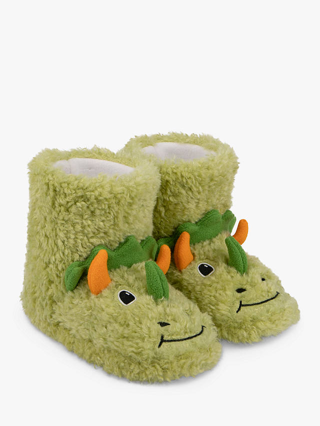 totes Kids' 3D Dinosaur Boot Style Slippers, Green