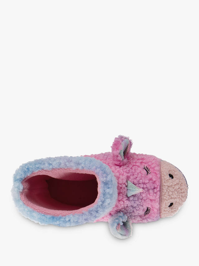 totes Kids' 3D Unicorn Boot Style Slippers, Pink/Blue
