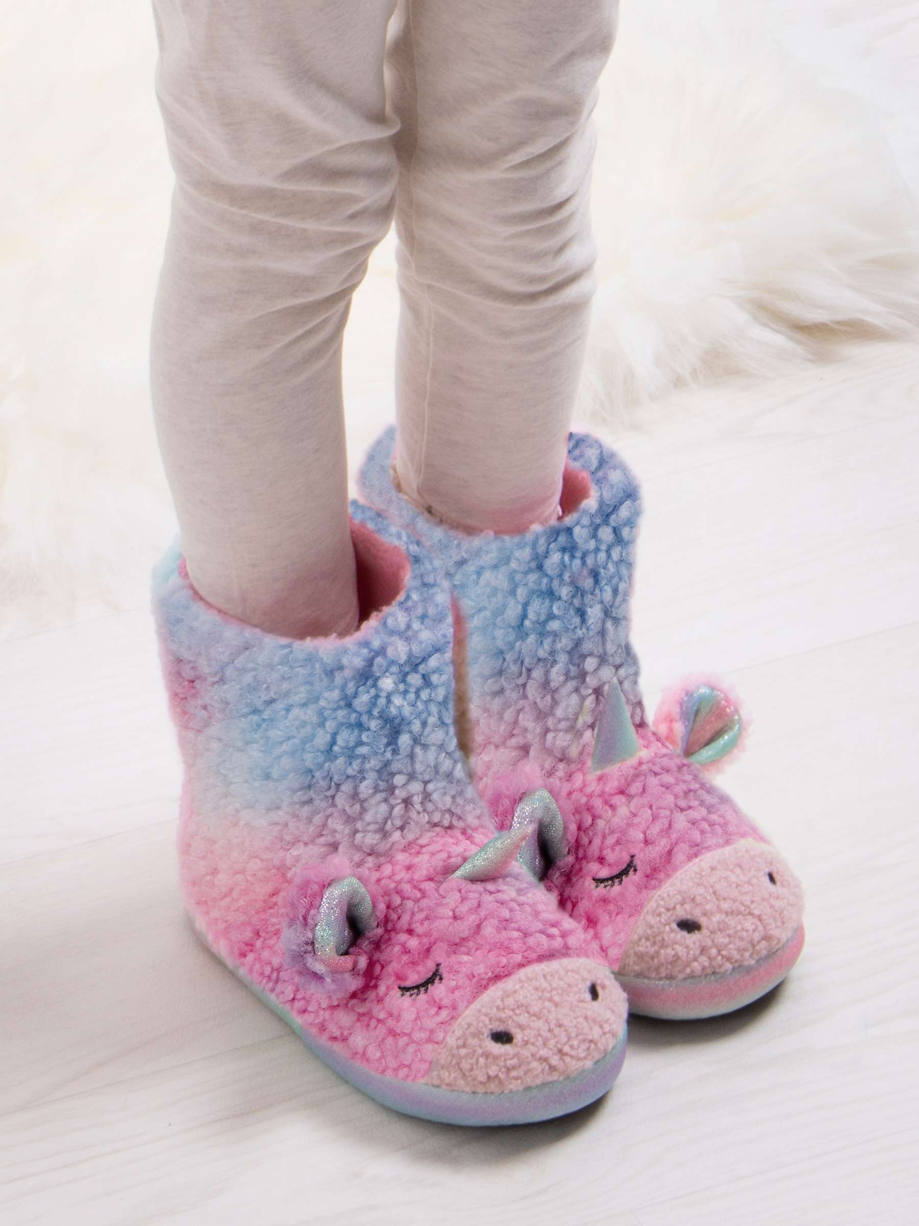 Buy totes Kids' 3D Unicorn Boot Style Slippers, Pink/Blue Online at johnlewis.com