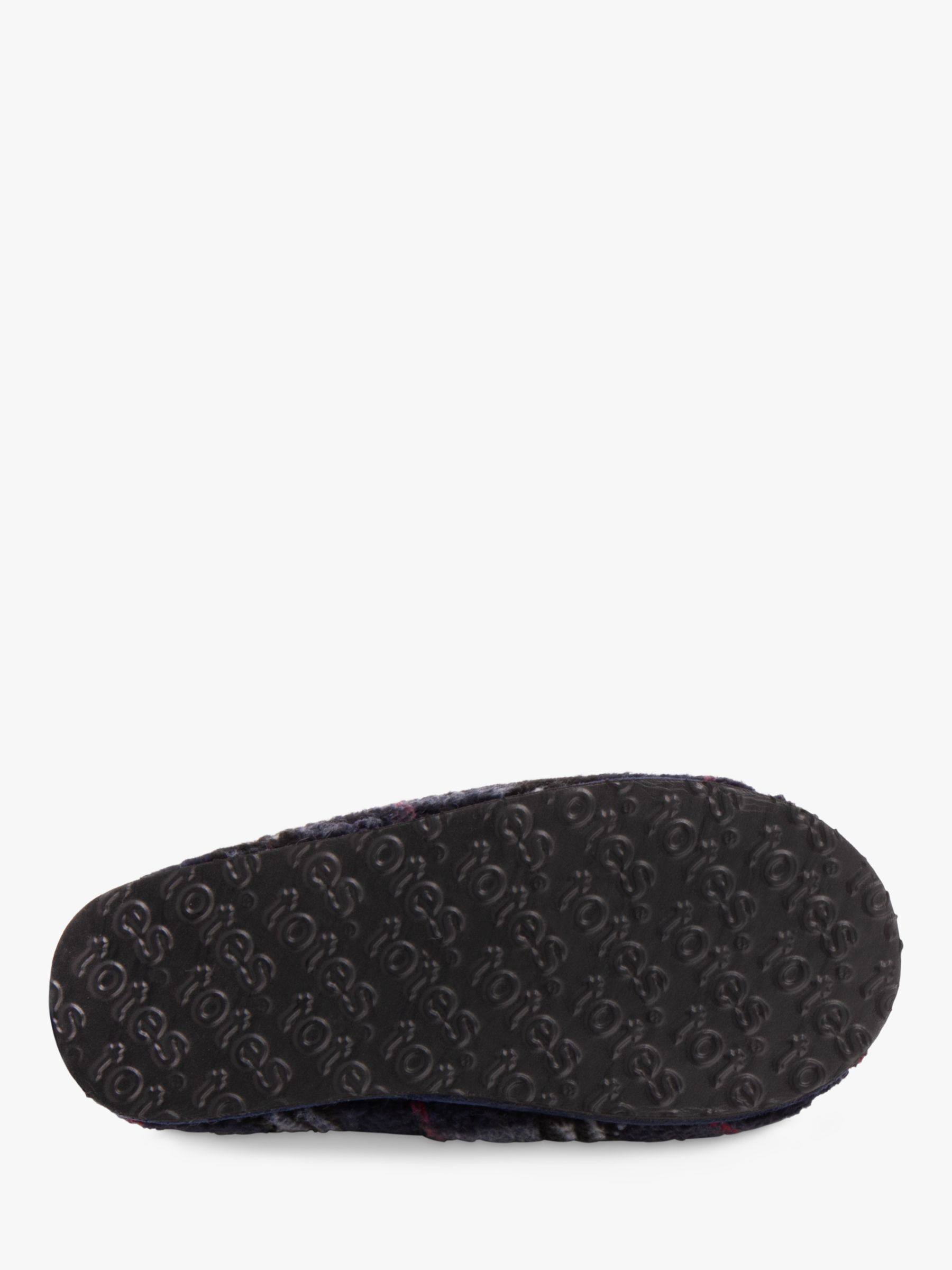 totes Kids' Borg Check Mule Slippers, Navy at John Lewis & Partners