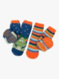 totes Kids' Dinosaur Stripe Slipper Socks, Pack of 2