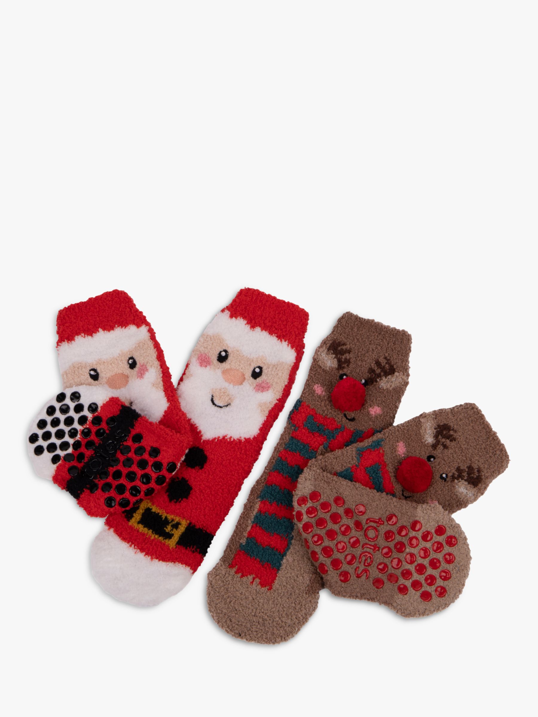 totes Kids' Christmas Slipper Socks, Pack of 2, Multi, 2-6 years