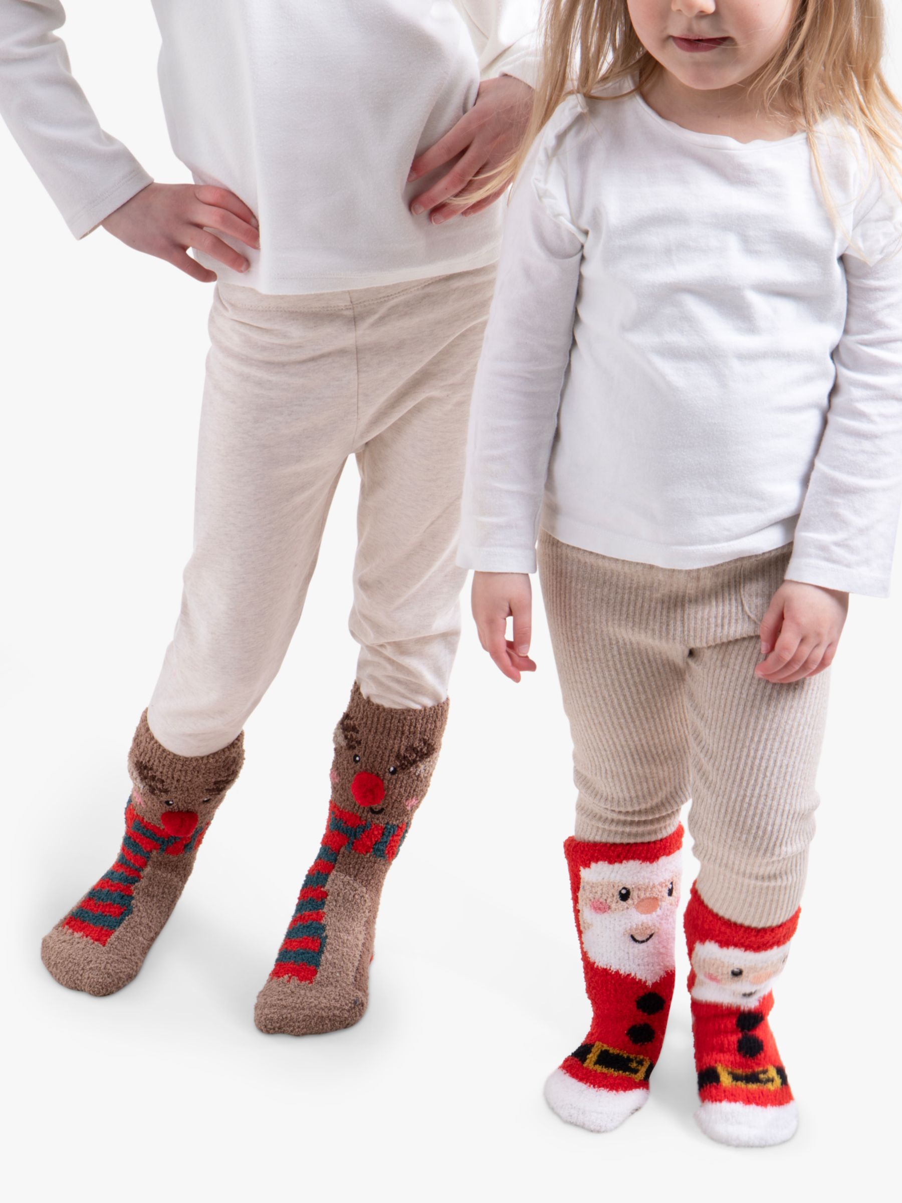 totes Kids' Christmas Slipper Socks, Pack of 2, Multi, 2-6 years